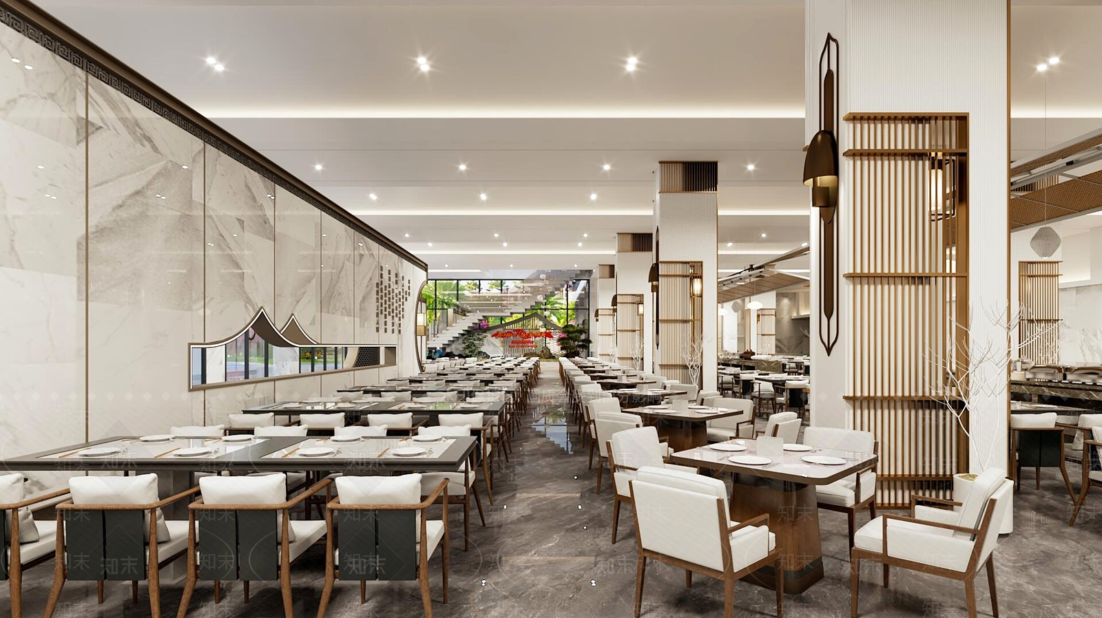 新中式自助餐厅3D模型下载【ID:1199538495】