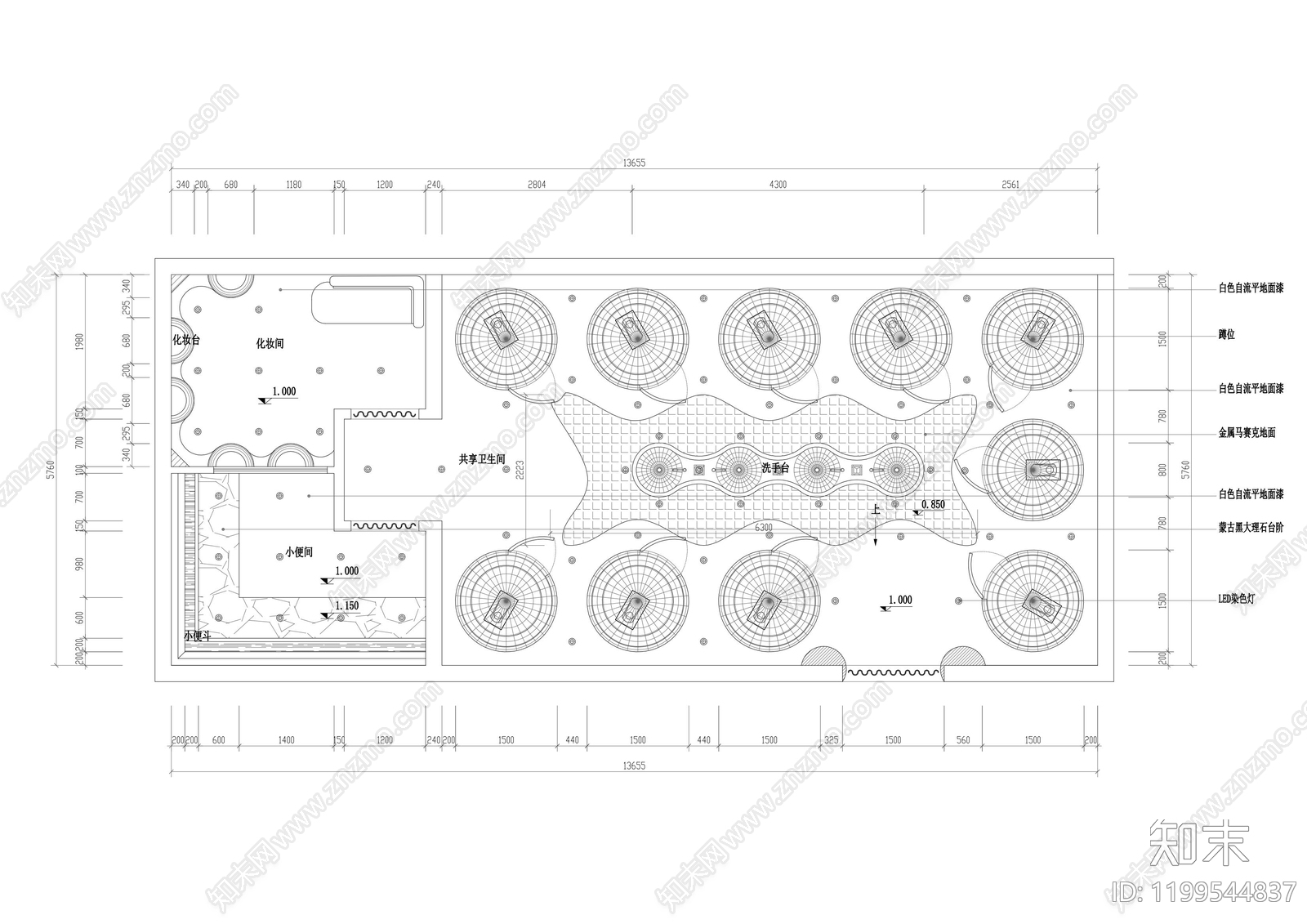 现代公共卫生间施工图下载【ID:1199544837】