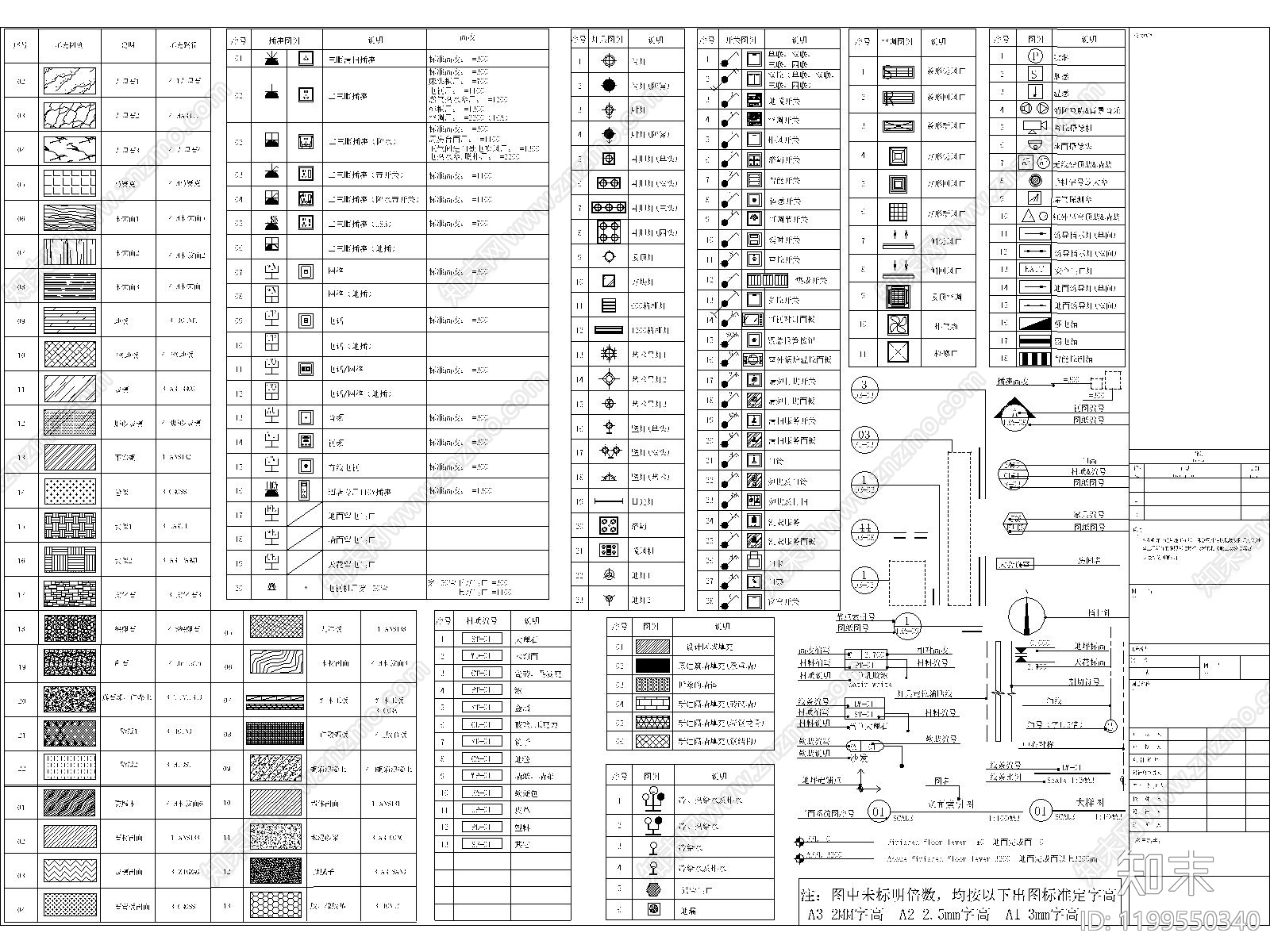 现代材料明细表模板cad施工图下载【ID:1199550340】