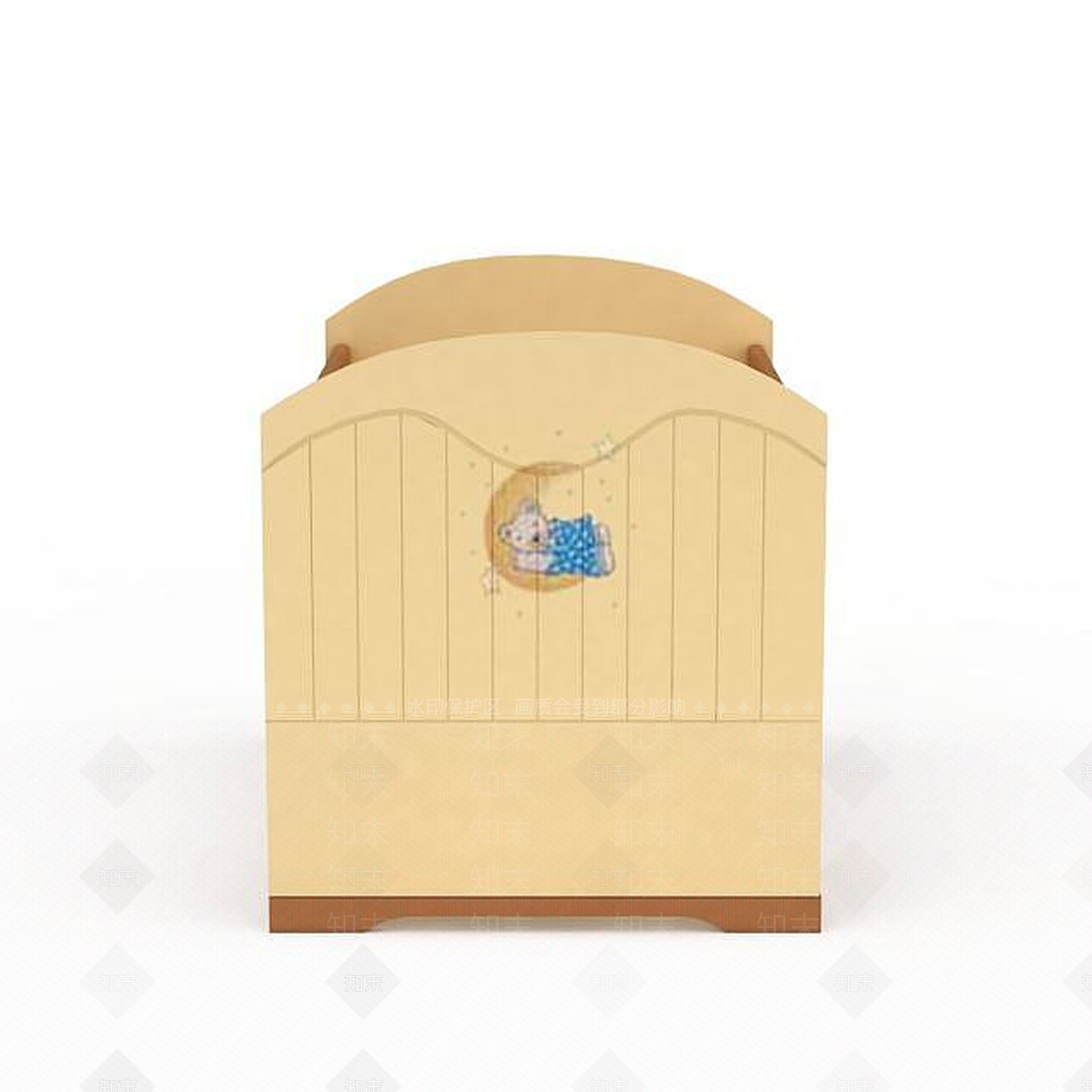 现代高档实木婴儿床3D模型下载【ID:1199559968】