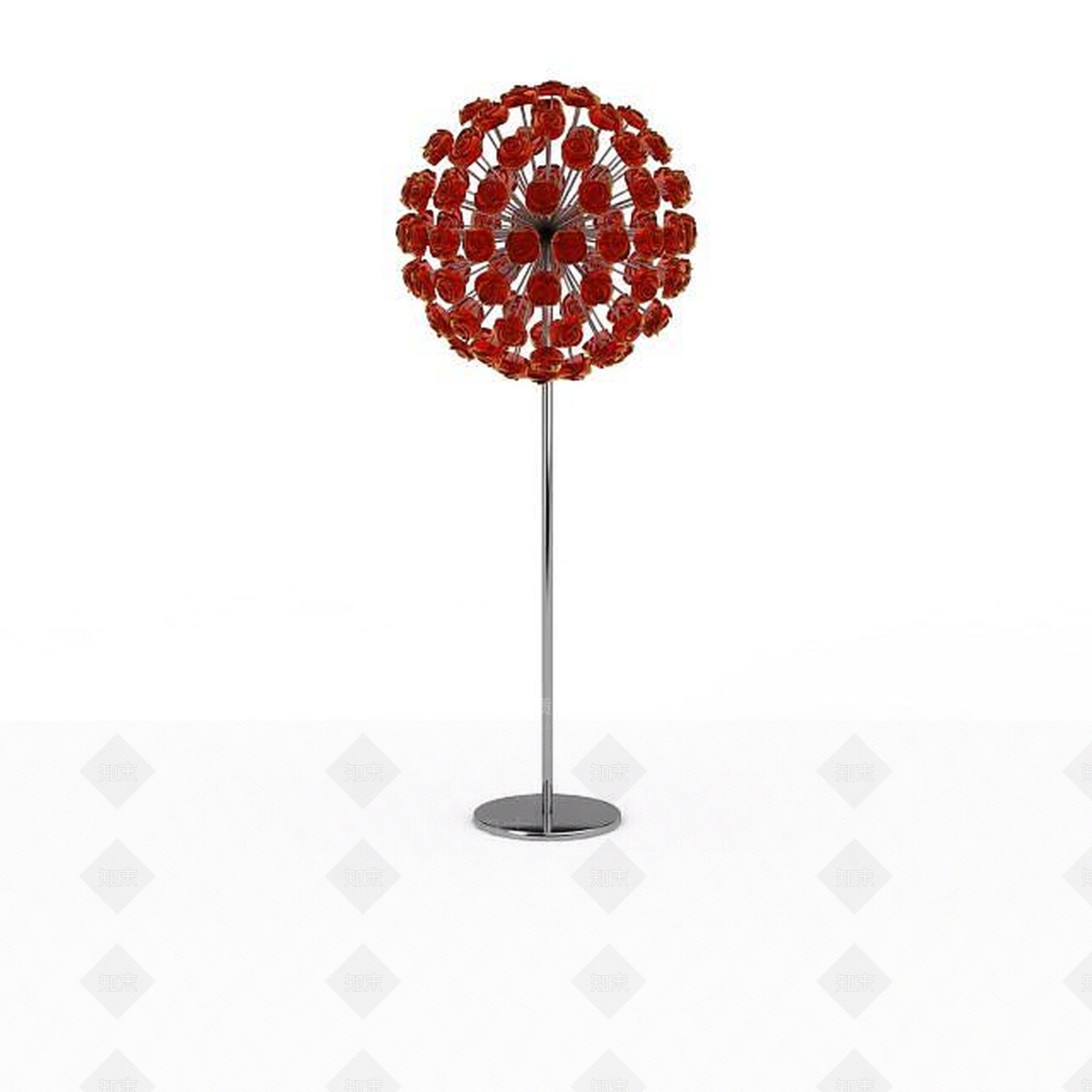 现代红色放射状花朵装饰品3D模型下载【ID:1199560232】