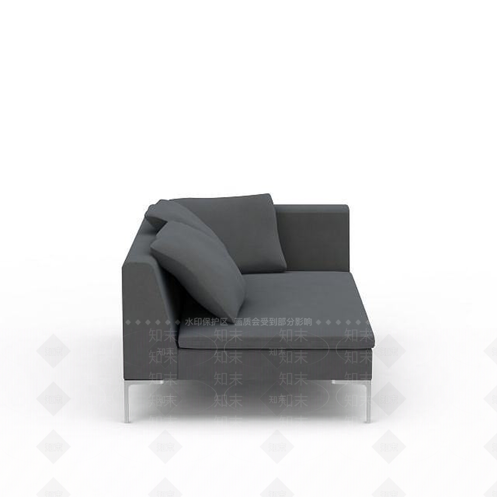 现代简易灰色布艺转角沙发3D模型下载【ID:1199560333】
