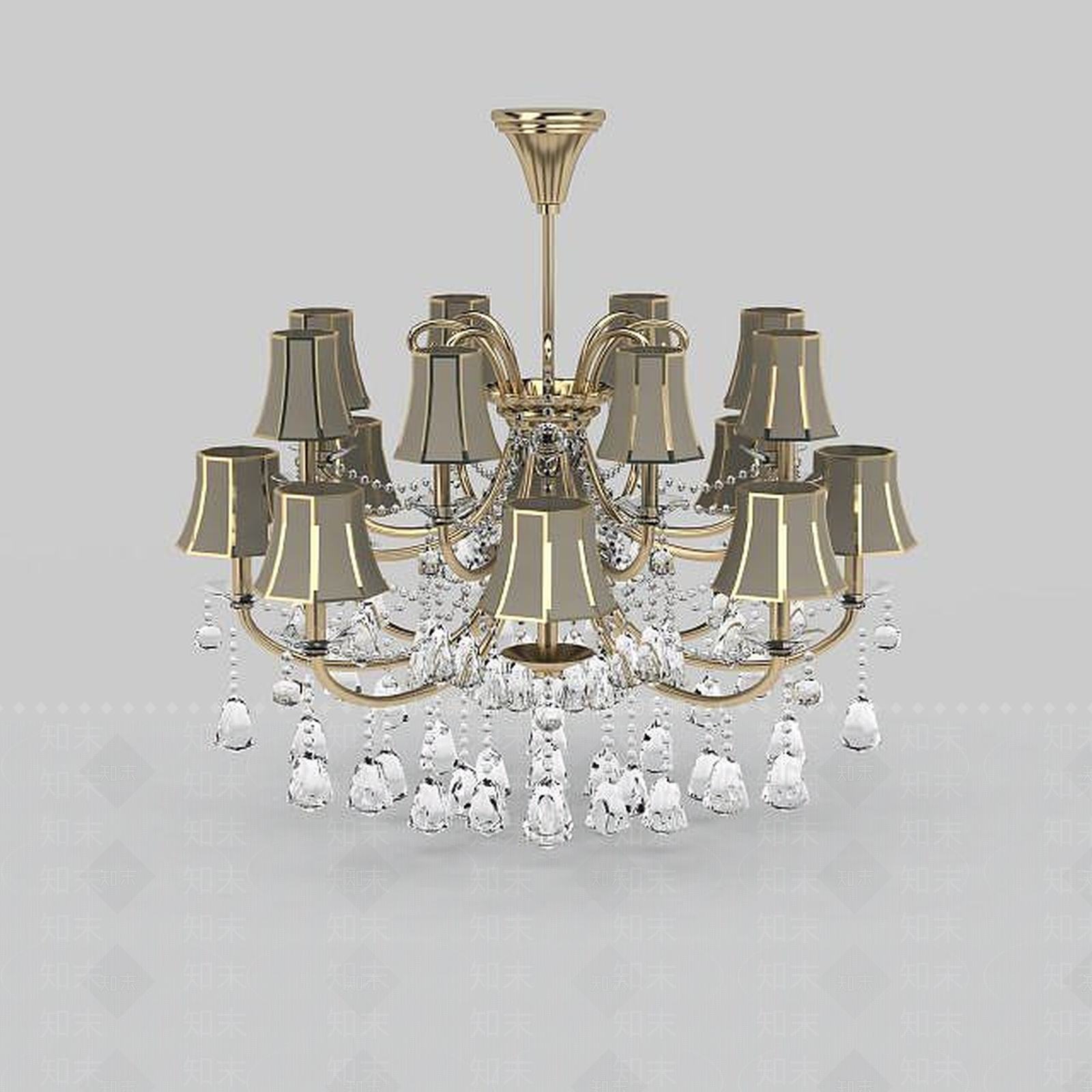 现代大型酒店大堂水晶吊灯3D模型下载【ID:1199560984】