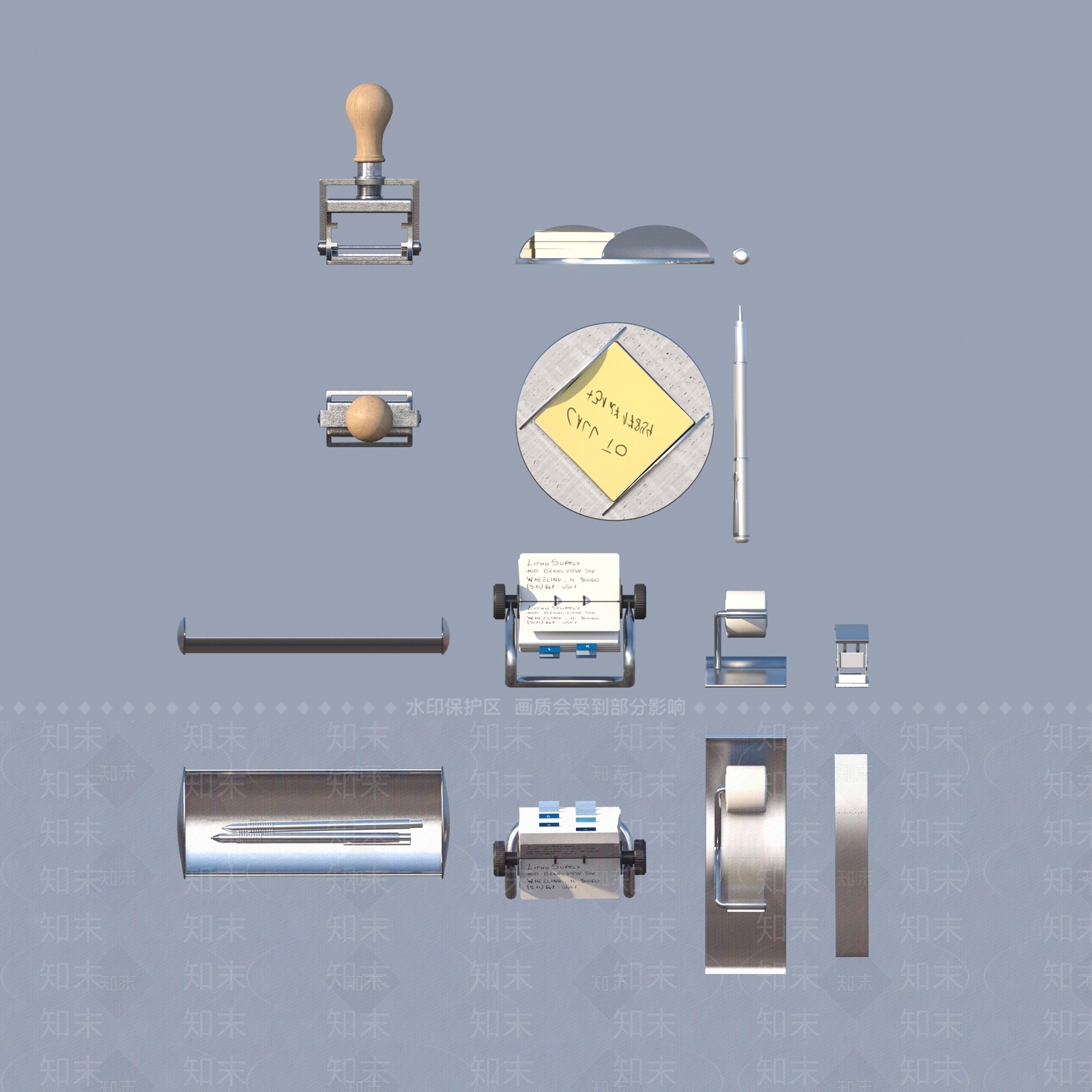 办公用品3D模型下载【ID:1199561038】