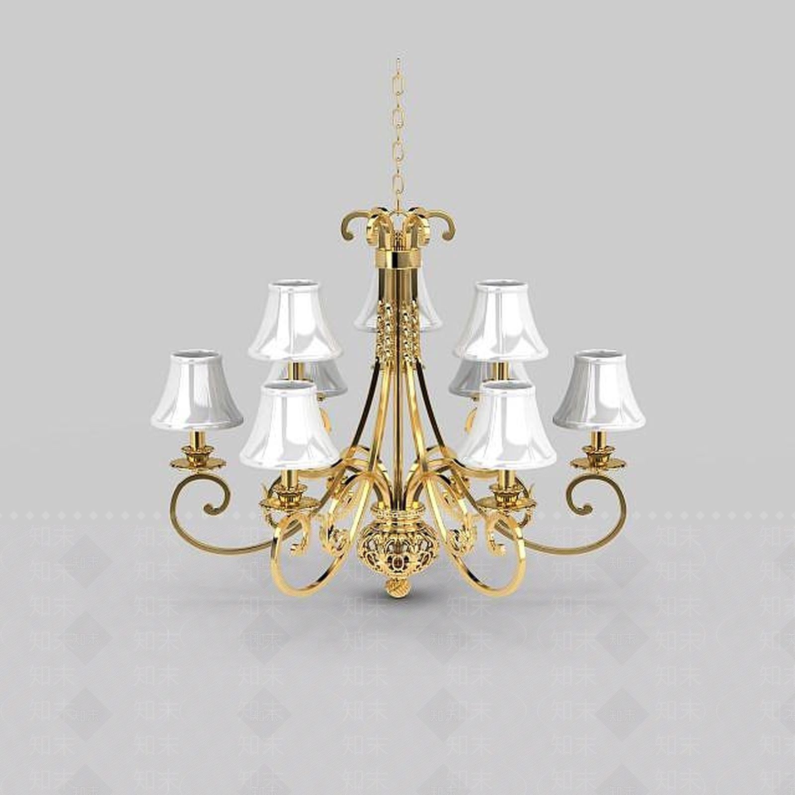 欧式古典欧式金色卧室吊灯3D模型下载【ID:1199561188】