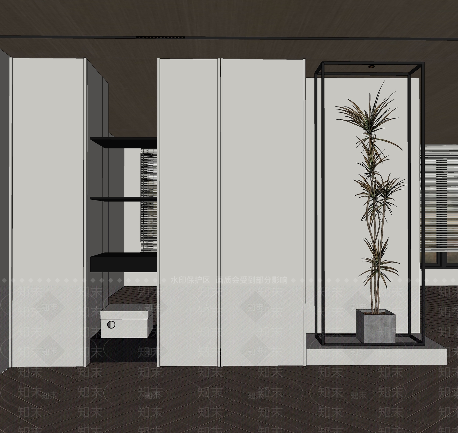 现代简约玄关柜SU模型下载【ID:1199561633】