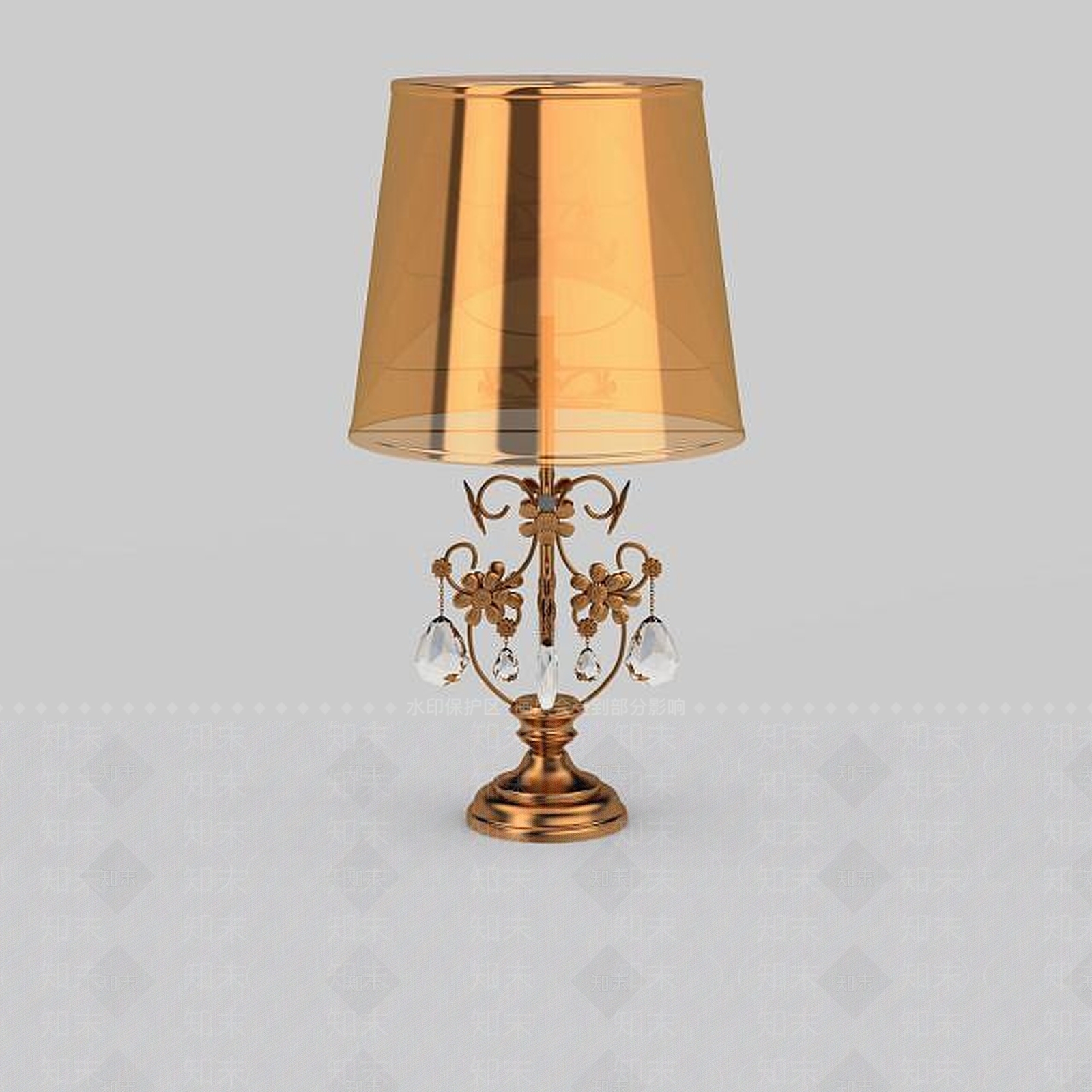 现代金色花朵装饰台灯3D模型下载【ID:1199561882】