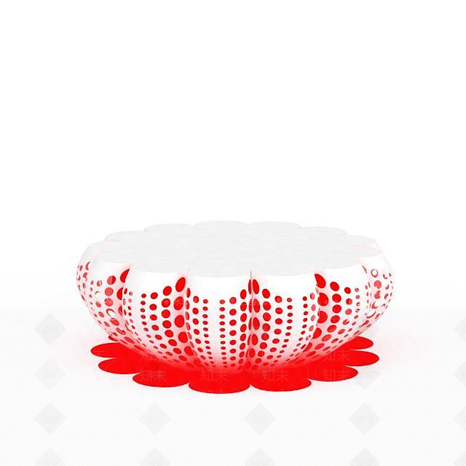 现代红白拼色花型桌子3D模型下载【ID:1199562324】