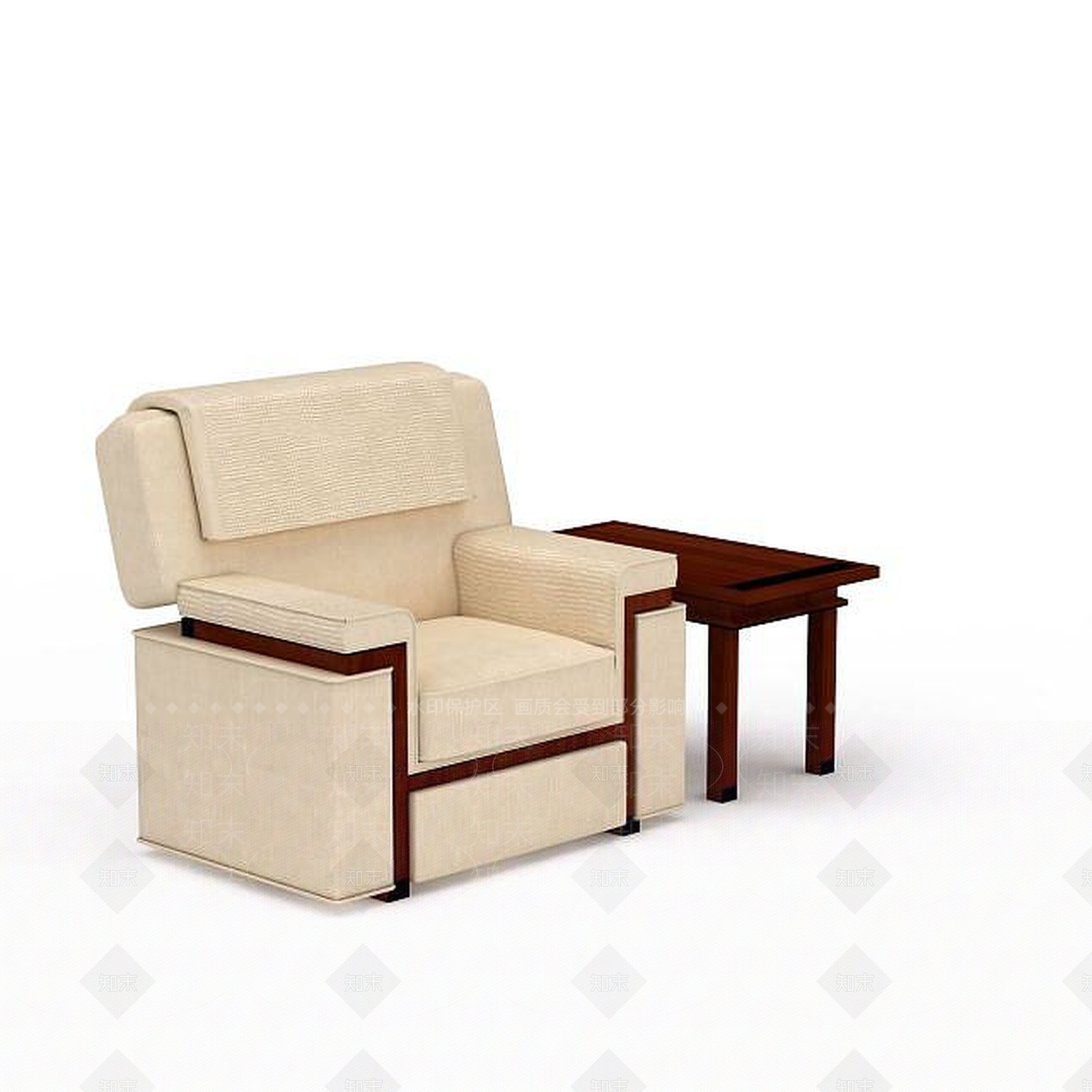 现代高档米色贵宾沙发椅3D模型下载【ID:1199562359】