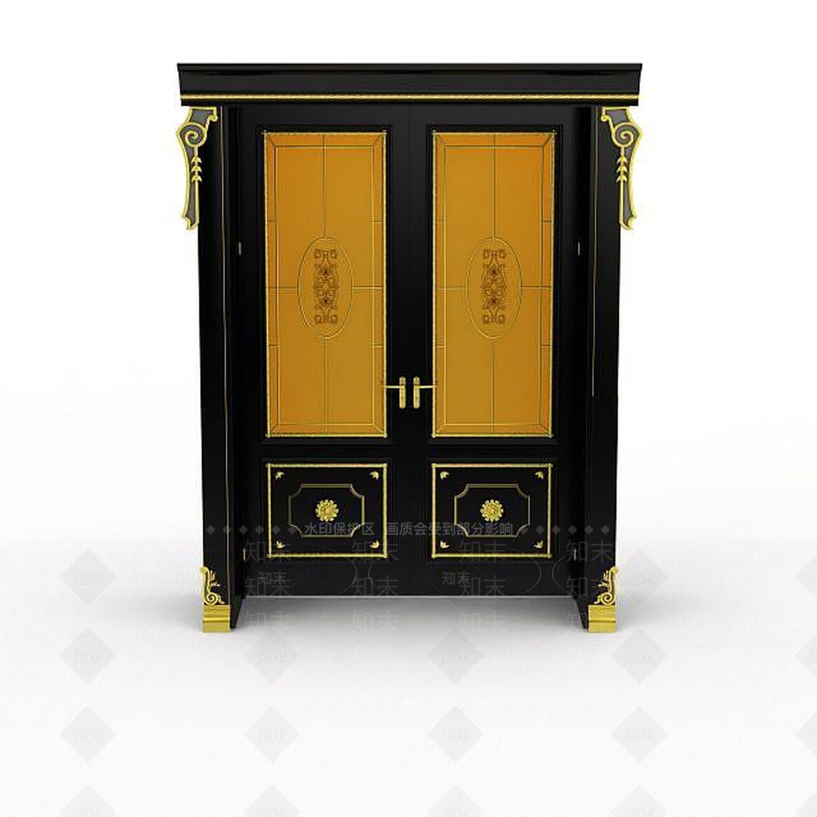 现代镶金边贵族雕花门框3D模型下载【ID:1199562630】