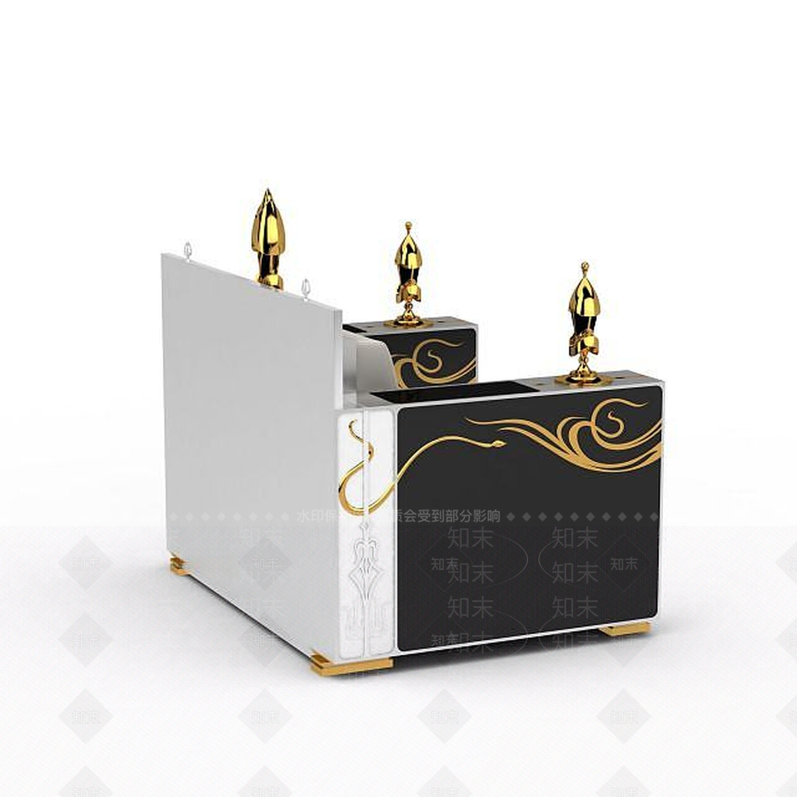 现代精品金色花纹装饰沙发3D模型下载【ID:1199562941】