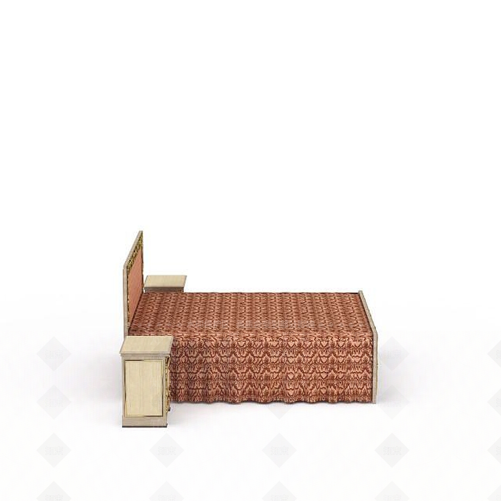 现代粉色软包雕花双人床3D模型下载【ID:1199562937】