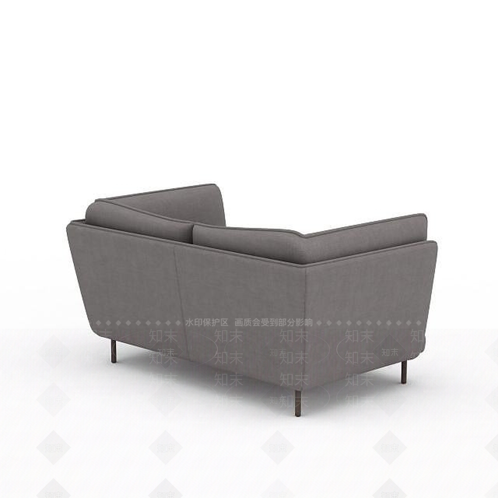 现代灰色布艺双人休闲沙发3D模型下载【ID:1199564893】