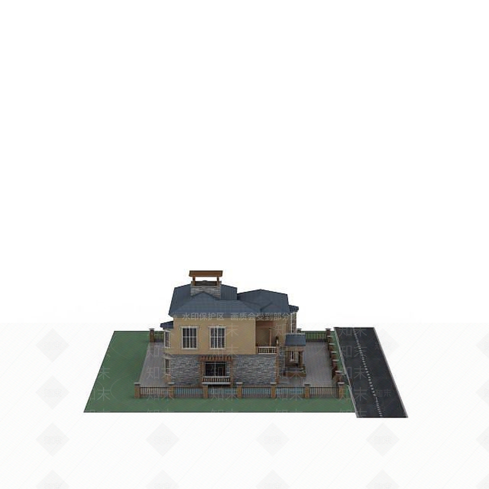 现代西方别墅小楼3D模型下载【ID:1199565402】