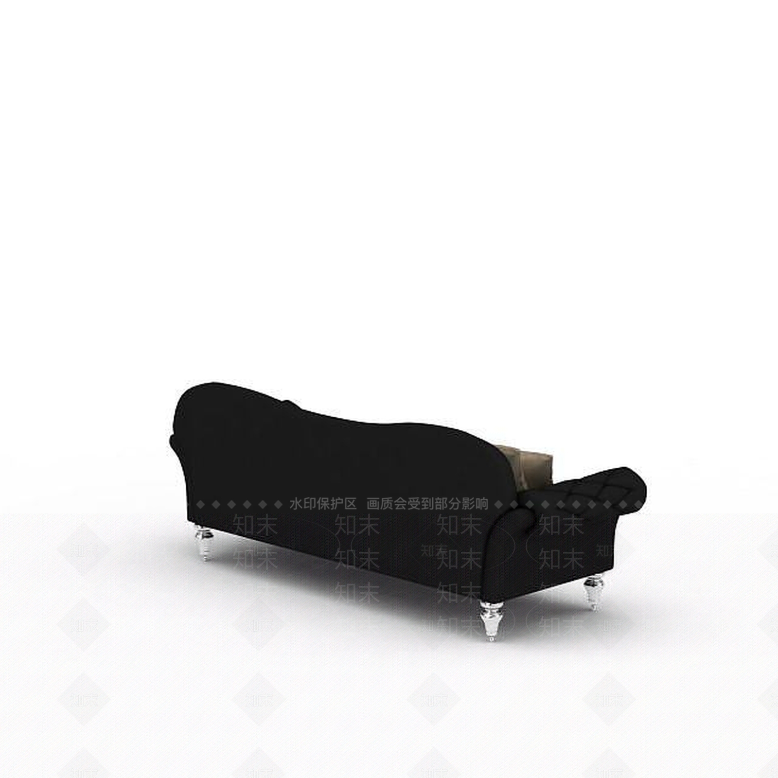 现代美式休闲黑色布艺沙发3D模型下载【ID:1199566349】