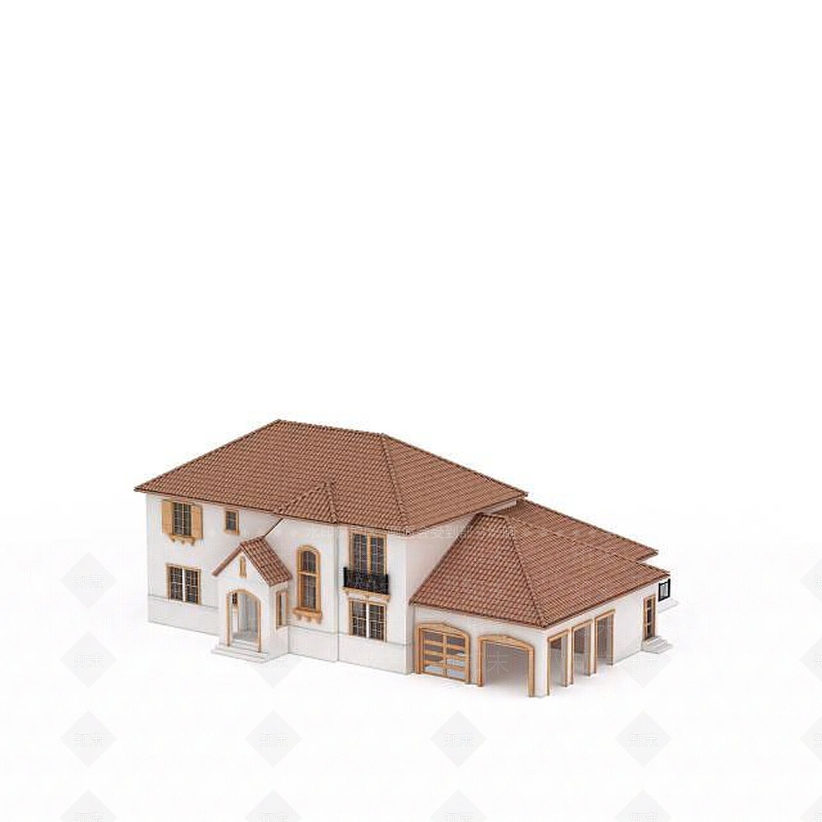 现代独栋别墅建筑3D模型下载【ID:1199566659】