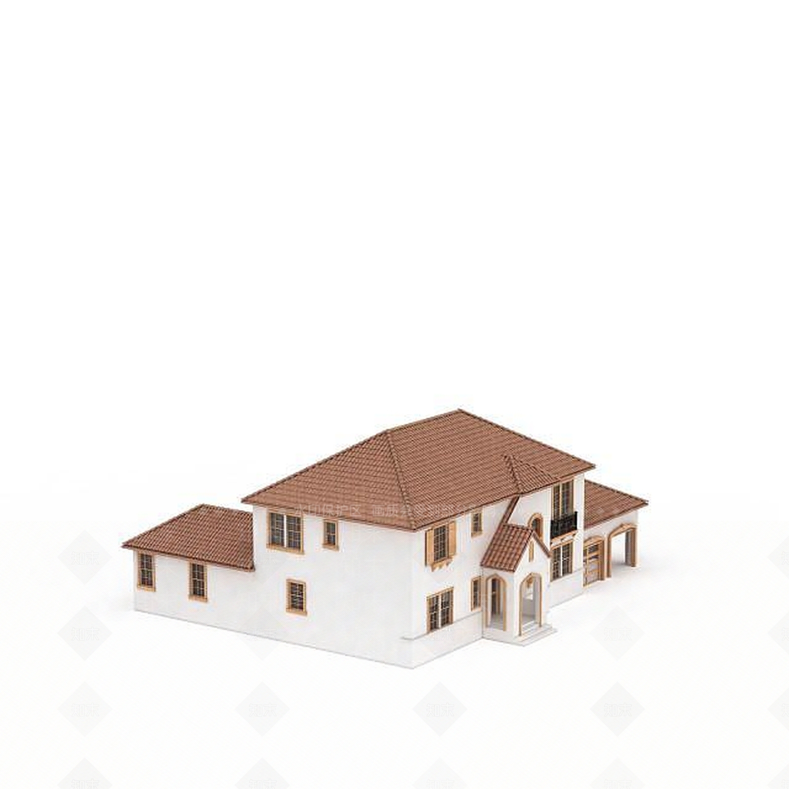 现代独栋别墅建筑3D模型下载【ID:1199566659】