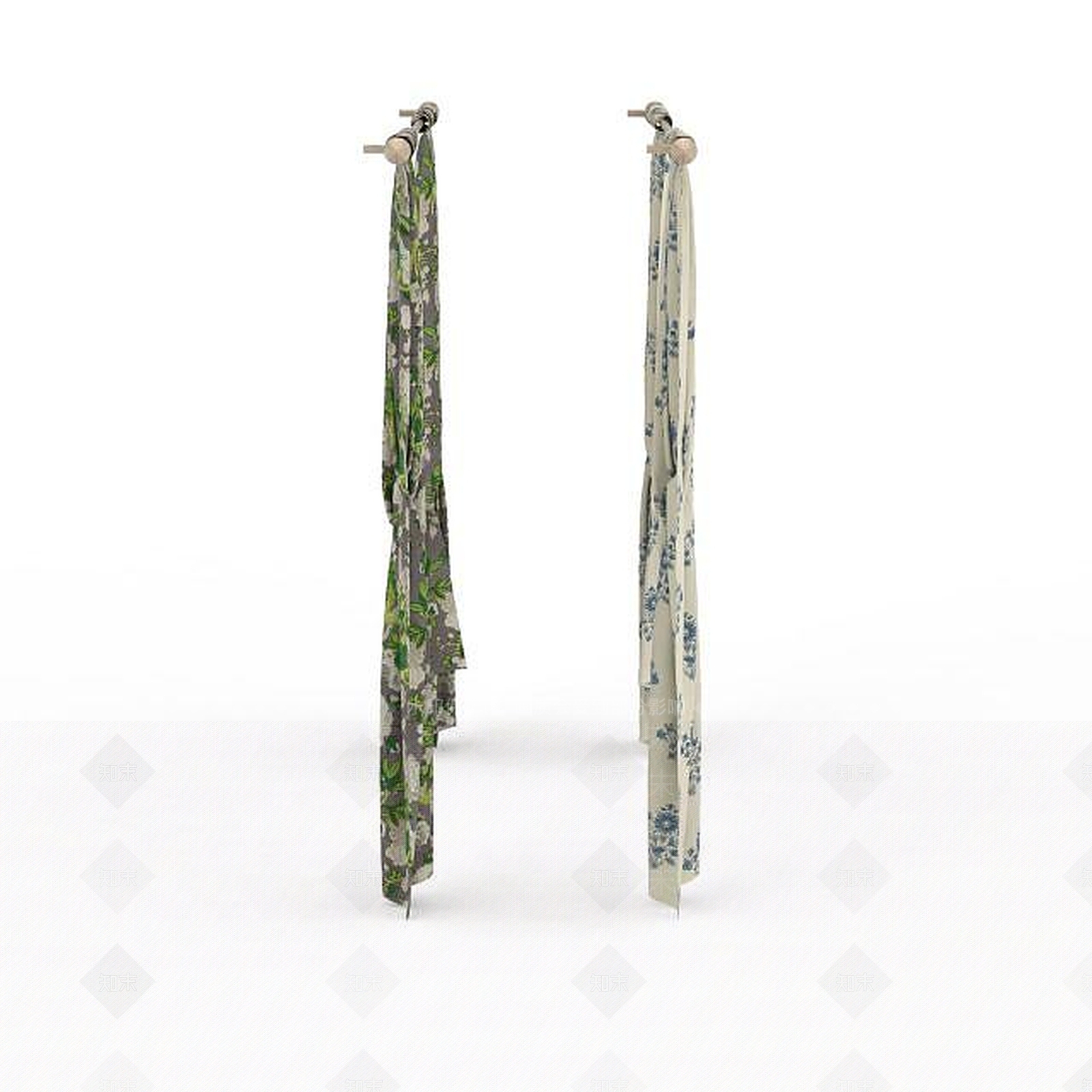 现代田园风碎花窗帘3D模型下载【ID:1199567274】
