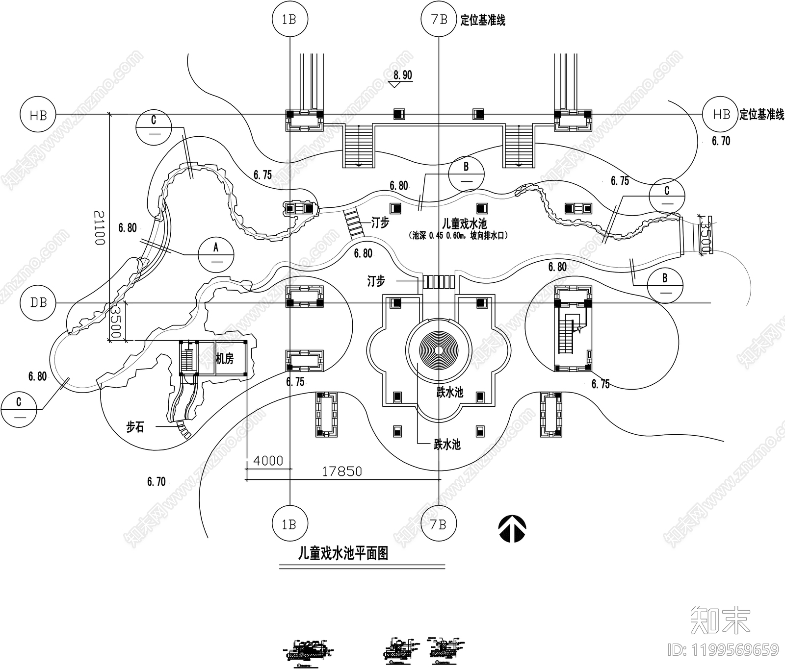 现代游泳馆建筑施工图下载【ID:1199569659】