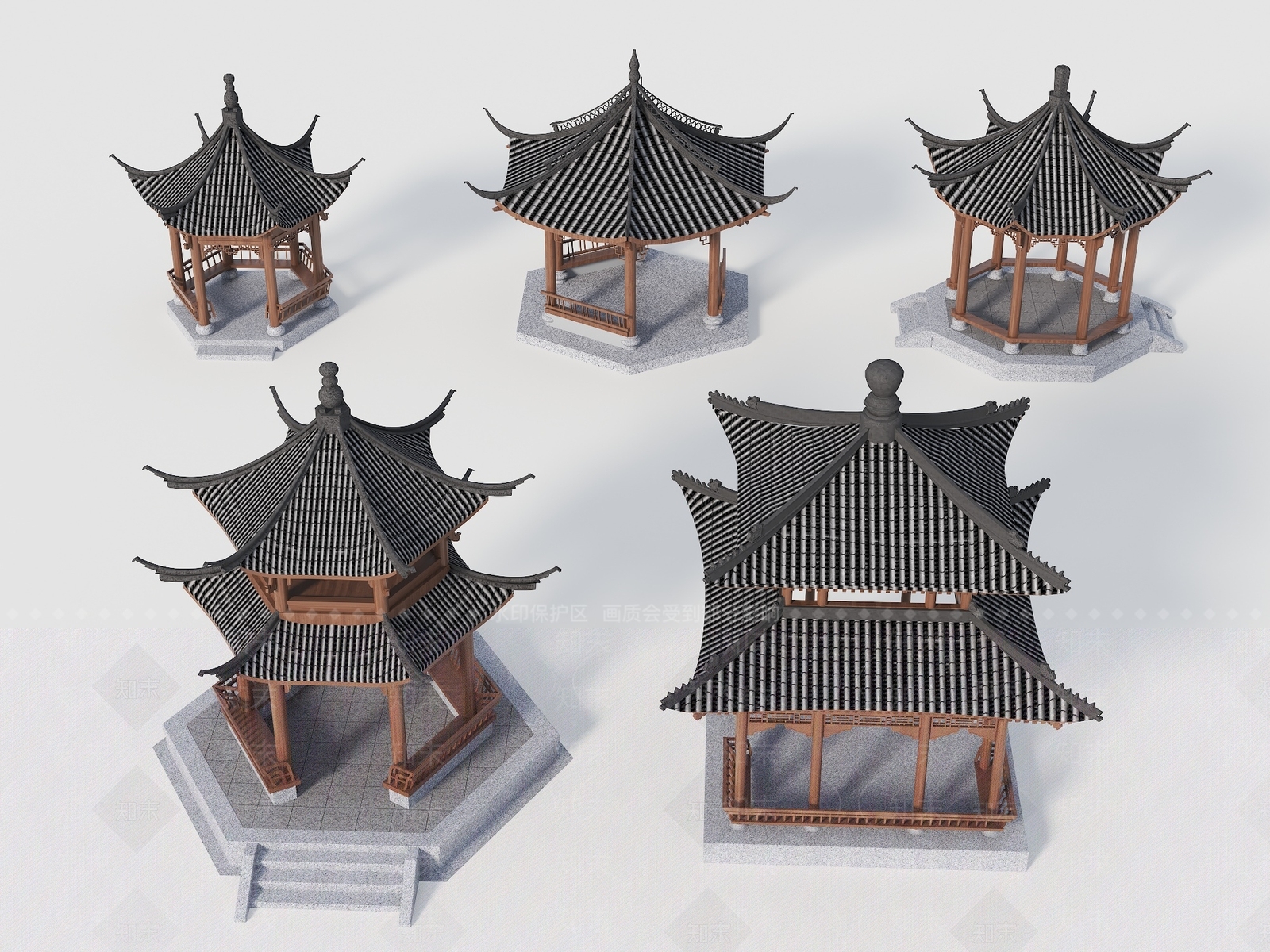 中式景观亭3D模型下载【ID:1199573615】