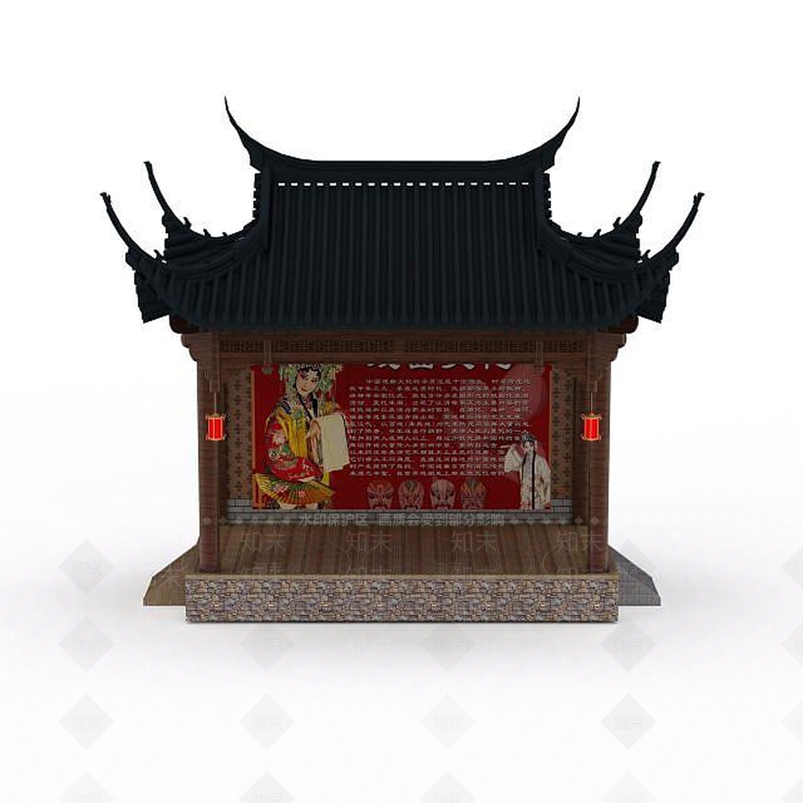 现代古建戏台3D模型下载【ID:1199574477】