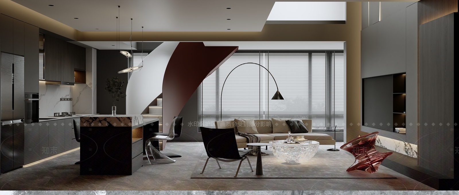 现代客餐厅3D模型下载【ID:1215172523】