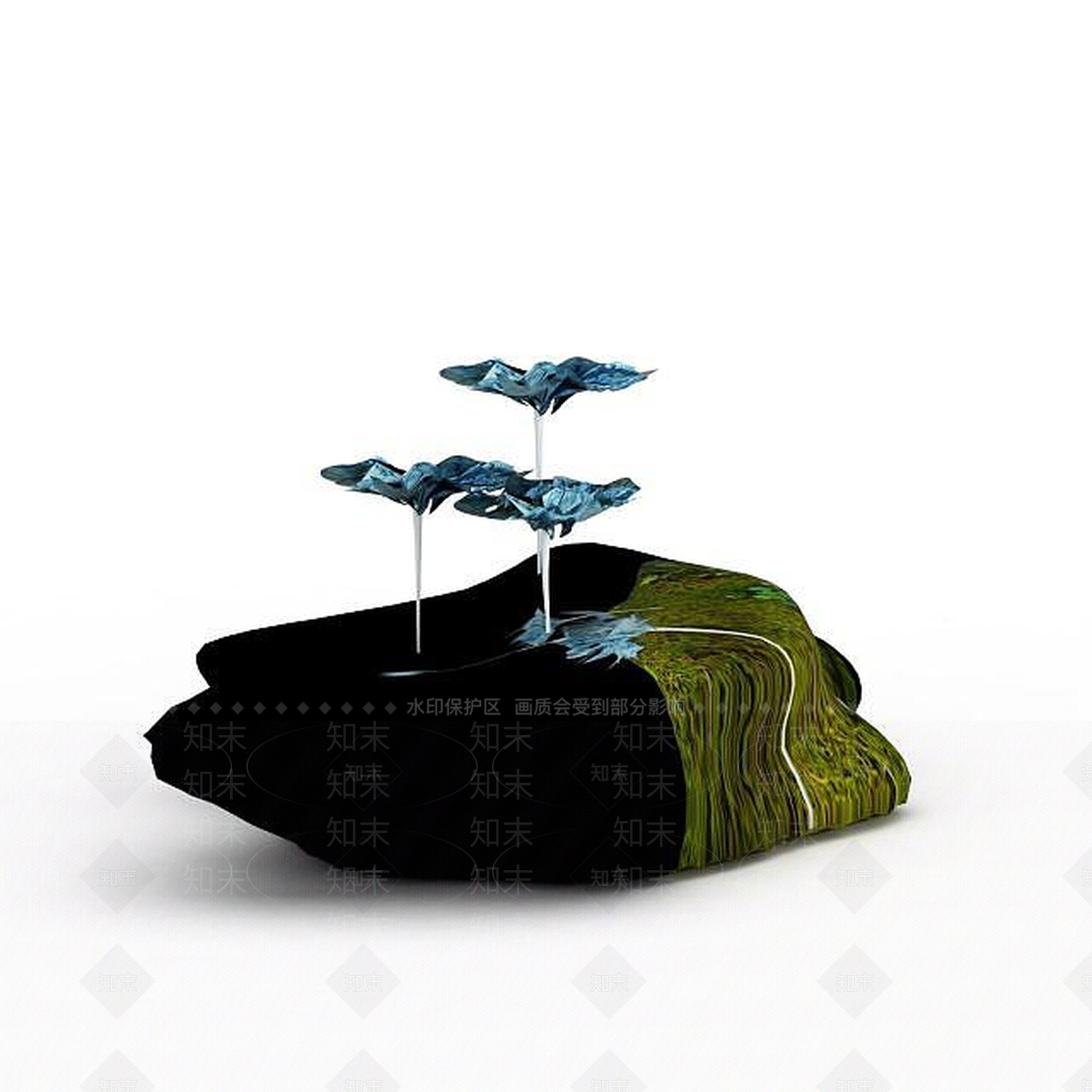 现代蓝色迷人公园盆景3D模型下载【ID:1199577479】