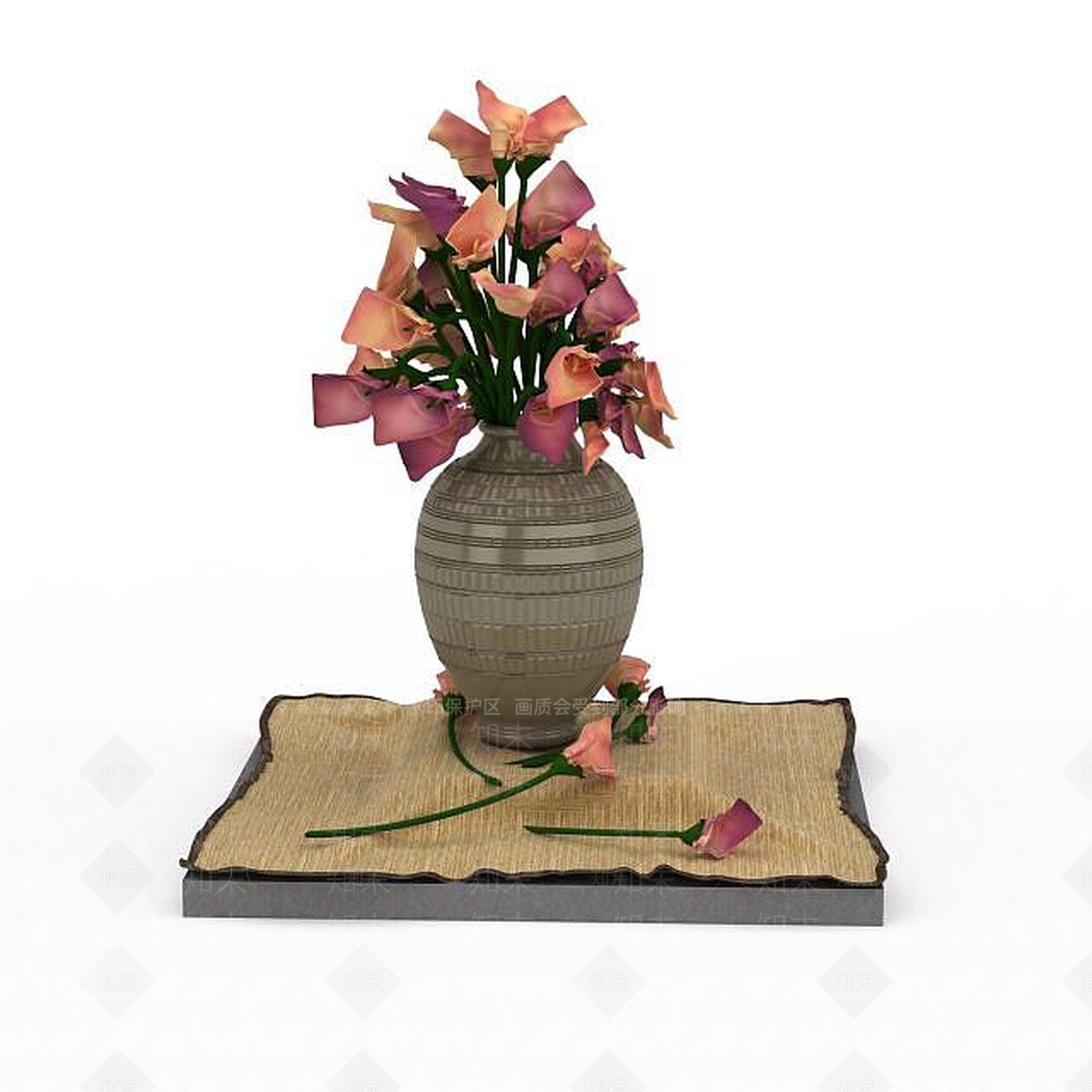 现代精美雕花陶瓷花瓶3D模型下载【ID:1199578718】