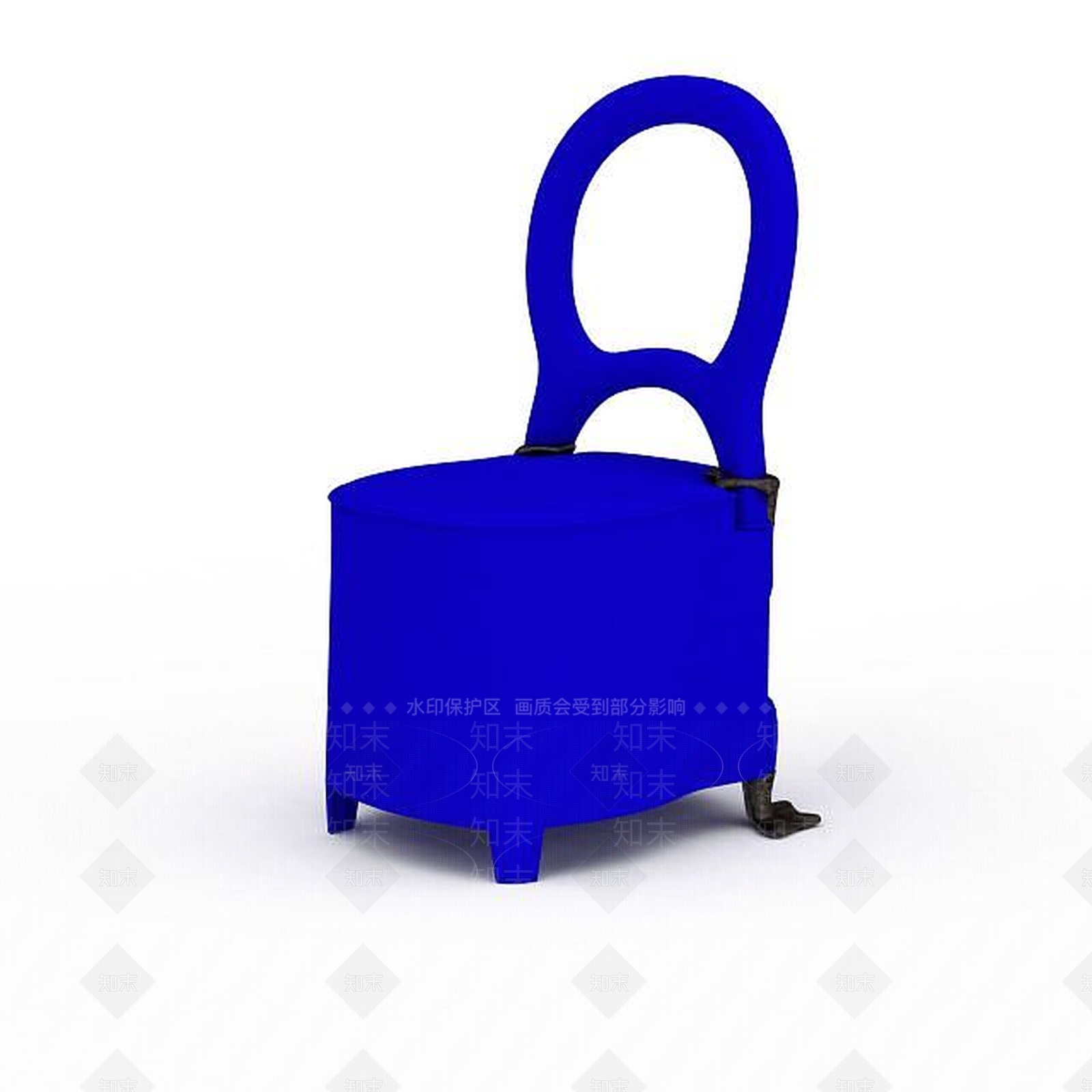 现代精美宝蓝色圆筒靠背椅3D模型下载【ID:1199579396】