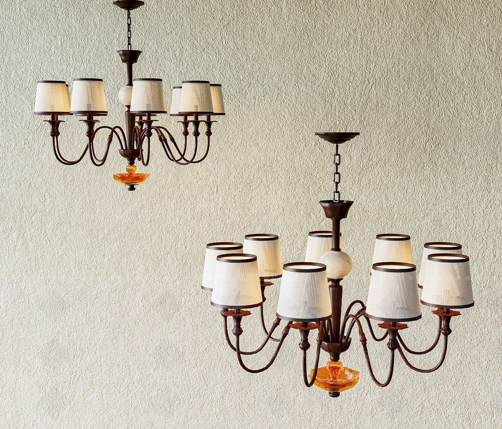 新中式中式客厅吊灯3D模型下载【ID:1199580435】