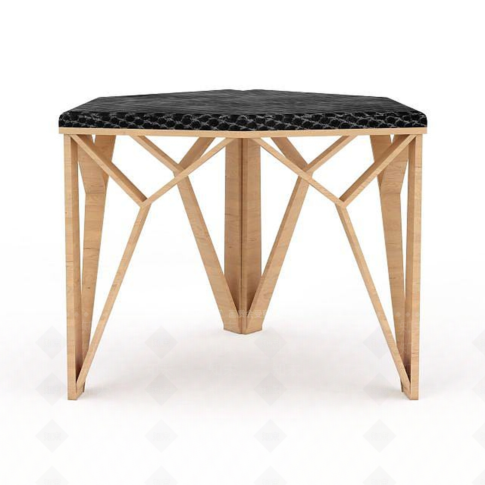 现代时尚木质软坐垫三脚凳3D模型下载【ID:1199580815】