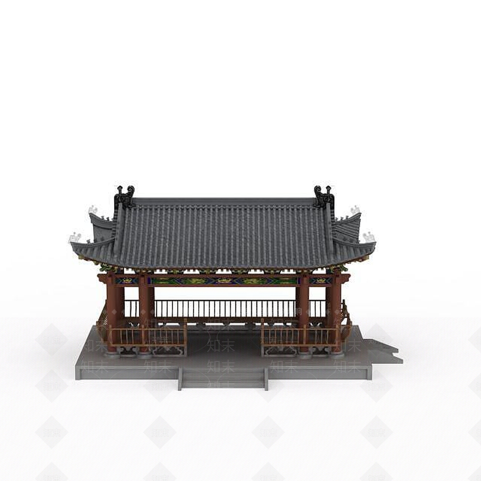 现代古建亭子3D模型下载【ID:1199582357】