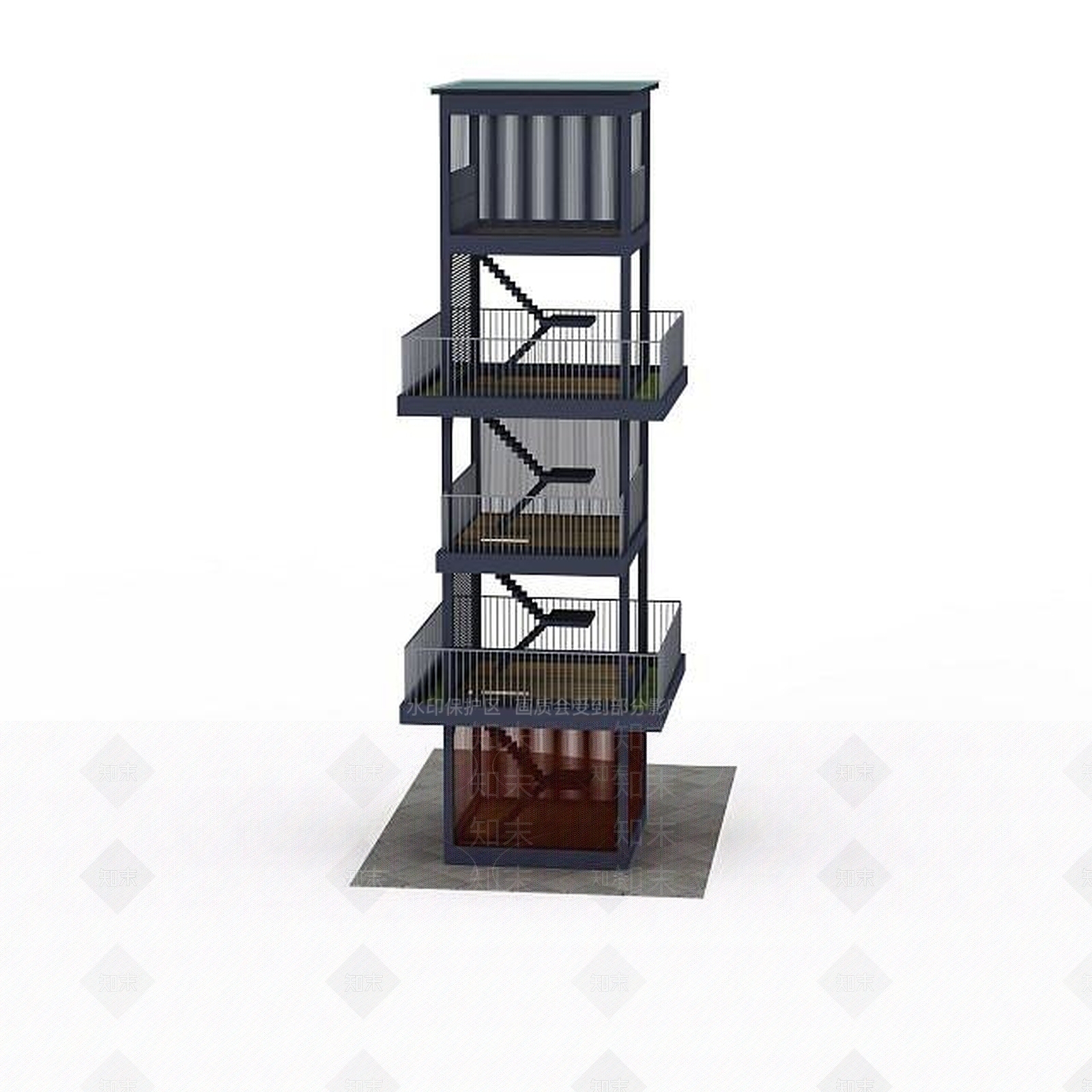 现代瞭望塔3D模型下载【ID:1199582563】