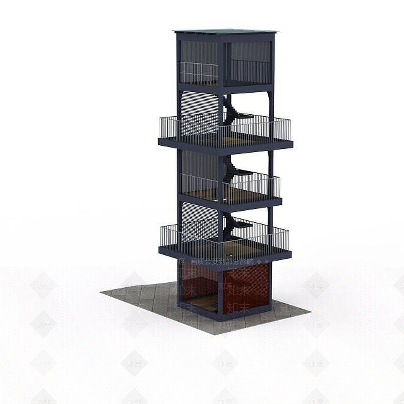 现代瞭望塔3D模型下载【ID:1199582563】
