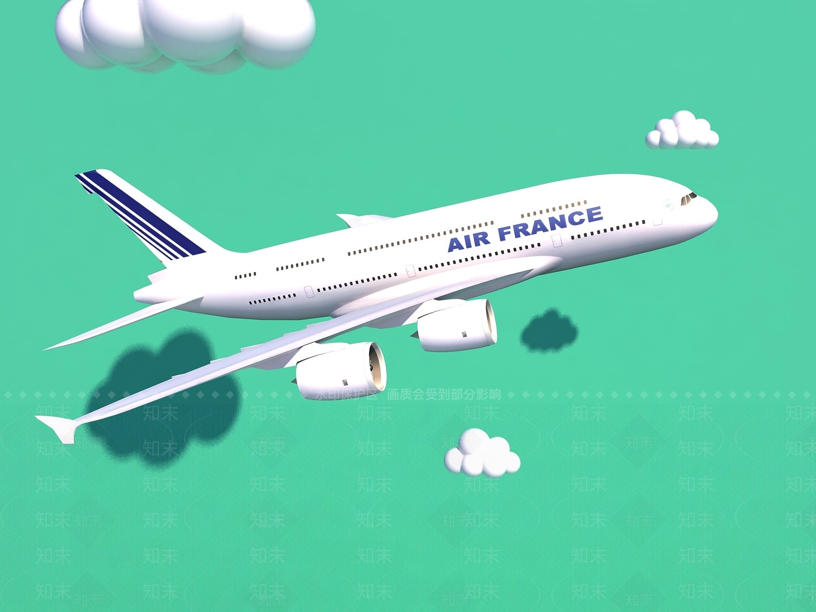 现代航空飞机客机3D模型下载【ID:1199584316】