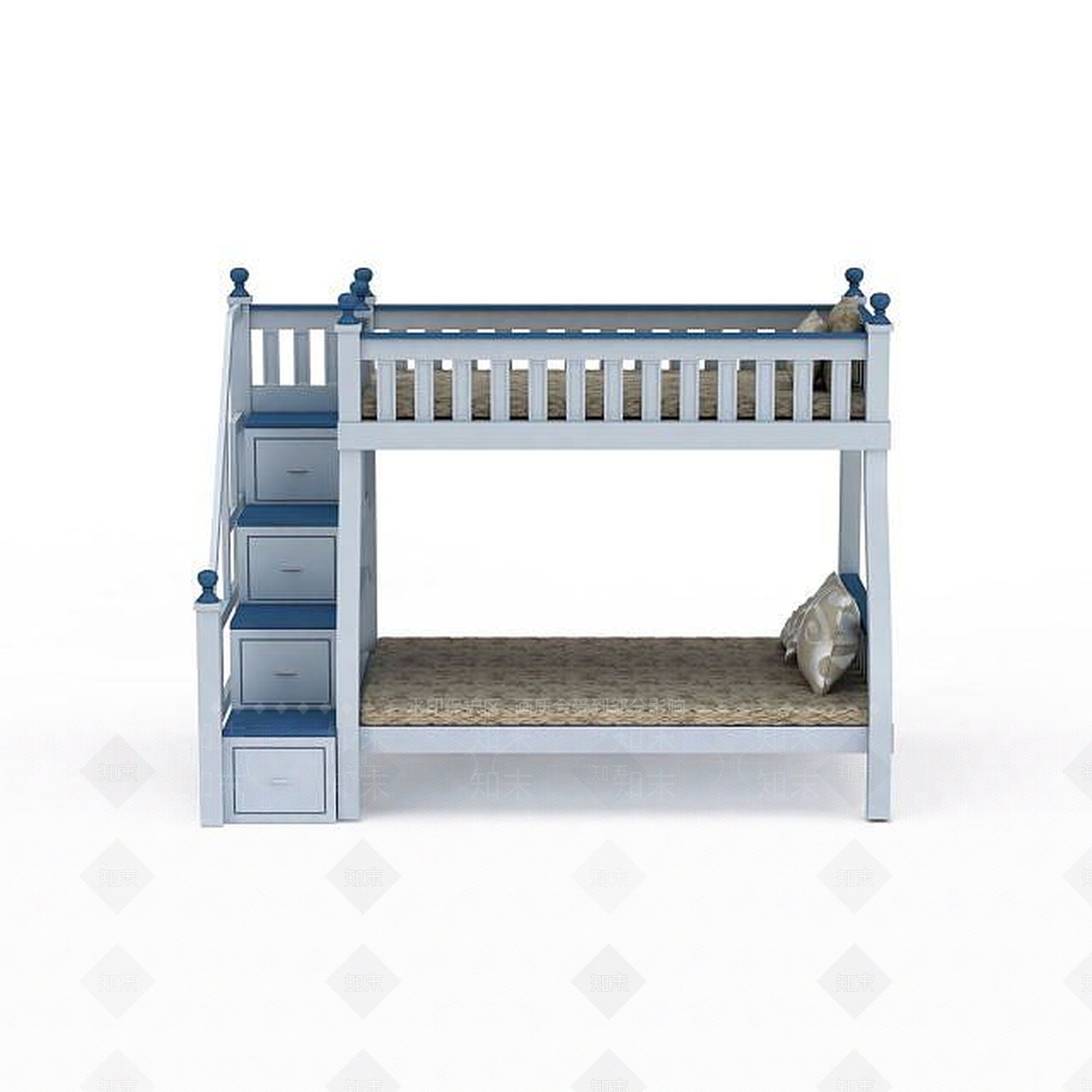 现代带储物儿童上下床3D模型下载【ID:1199585531】