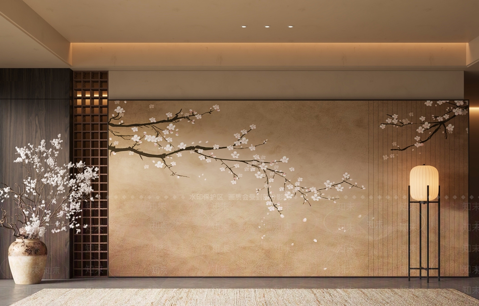 新中式中式背景墙SU模型下载【ID:1199586353】