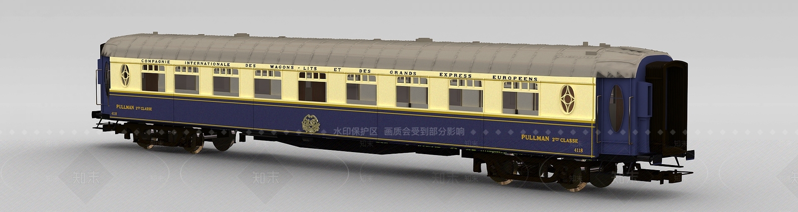 现代火车3D模型渲染效果图