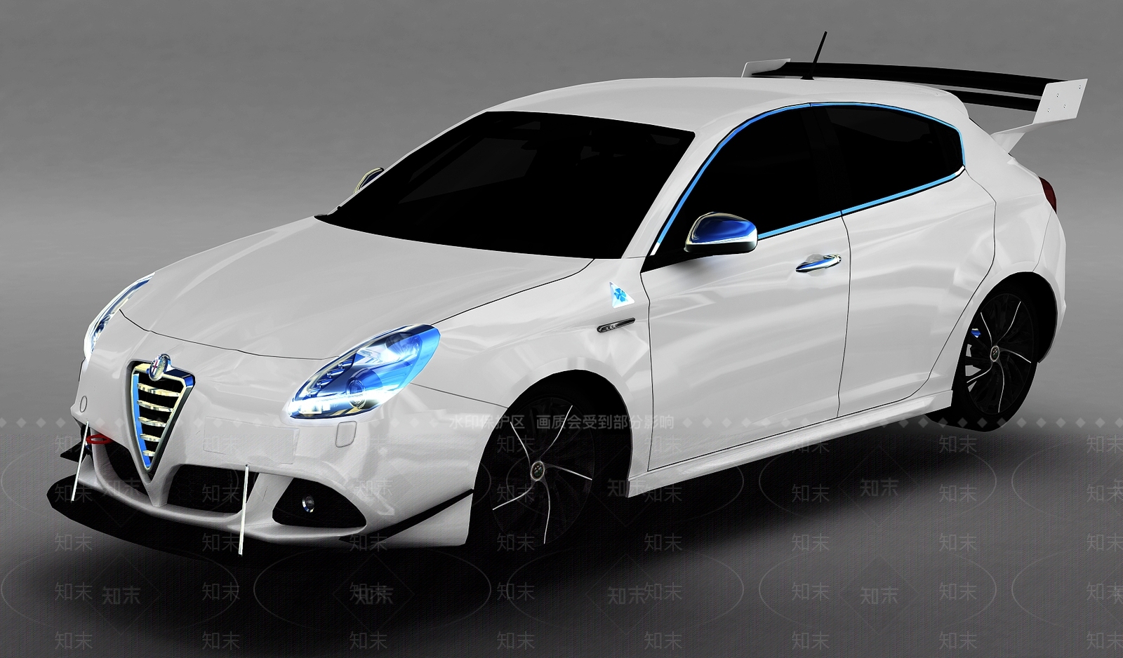 现代白色轿车3D模型下载【ID:1199784583】