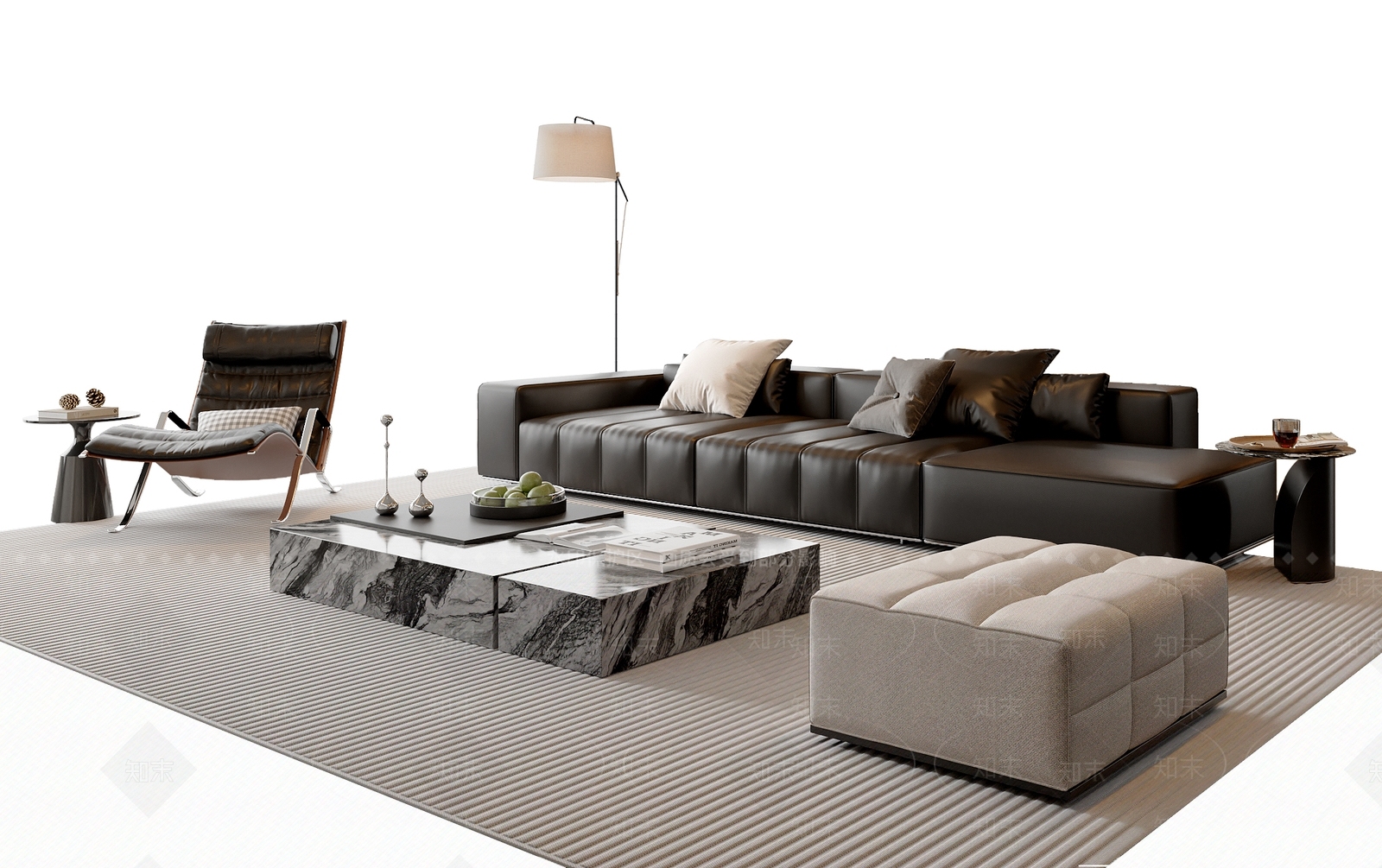 现代简约沙发组合3D模型下载【ID:1199588234】