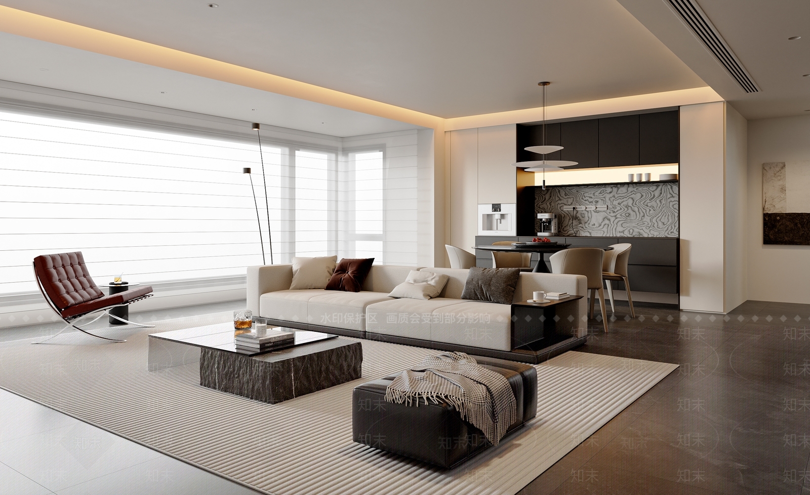 现代简约客餐厅3D模型下载【ID:1199588527】