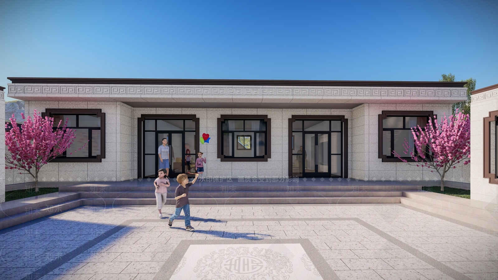 新中式中式风格建筑SU模型下载【ID:1199589735】