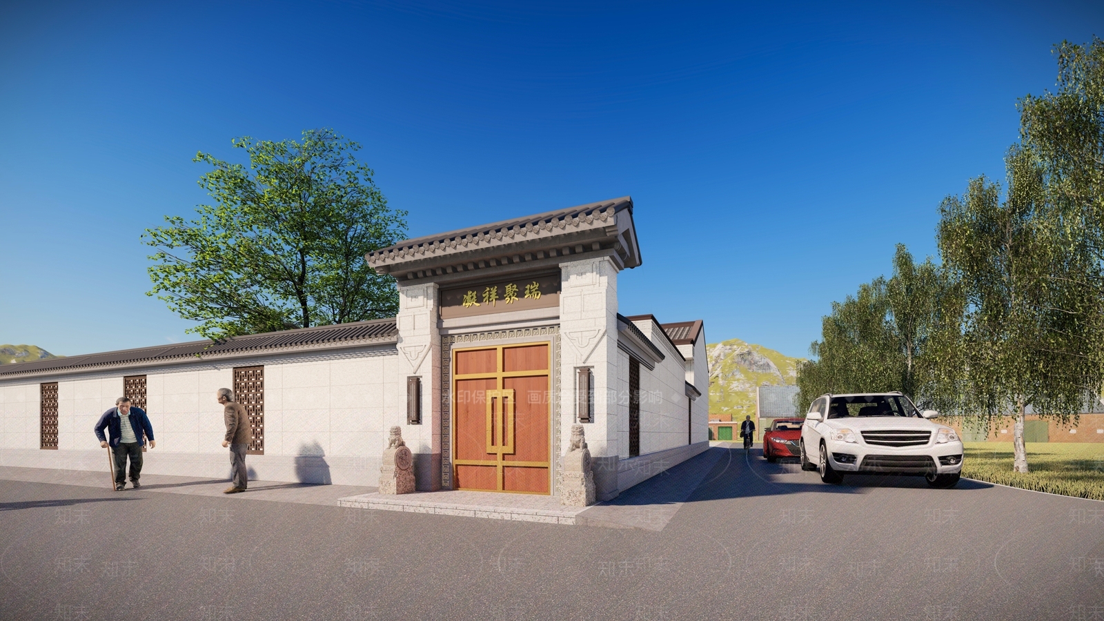 新中式中式风格建筑SU模型下载【ID:1199589735】