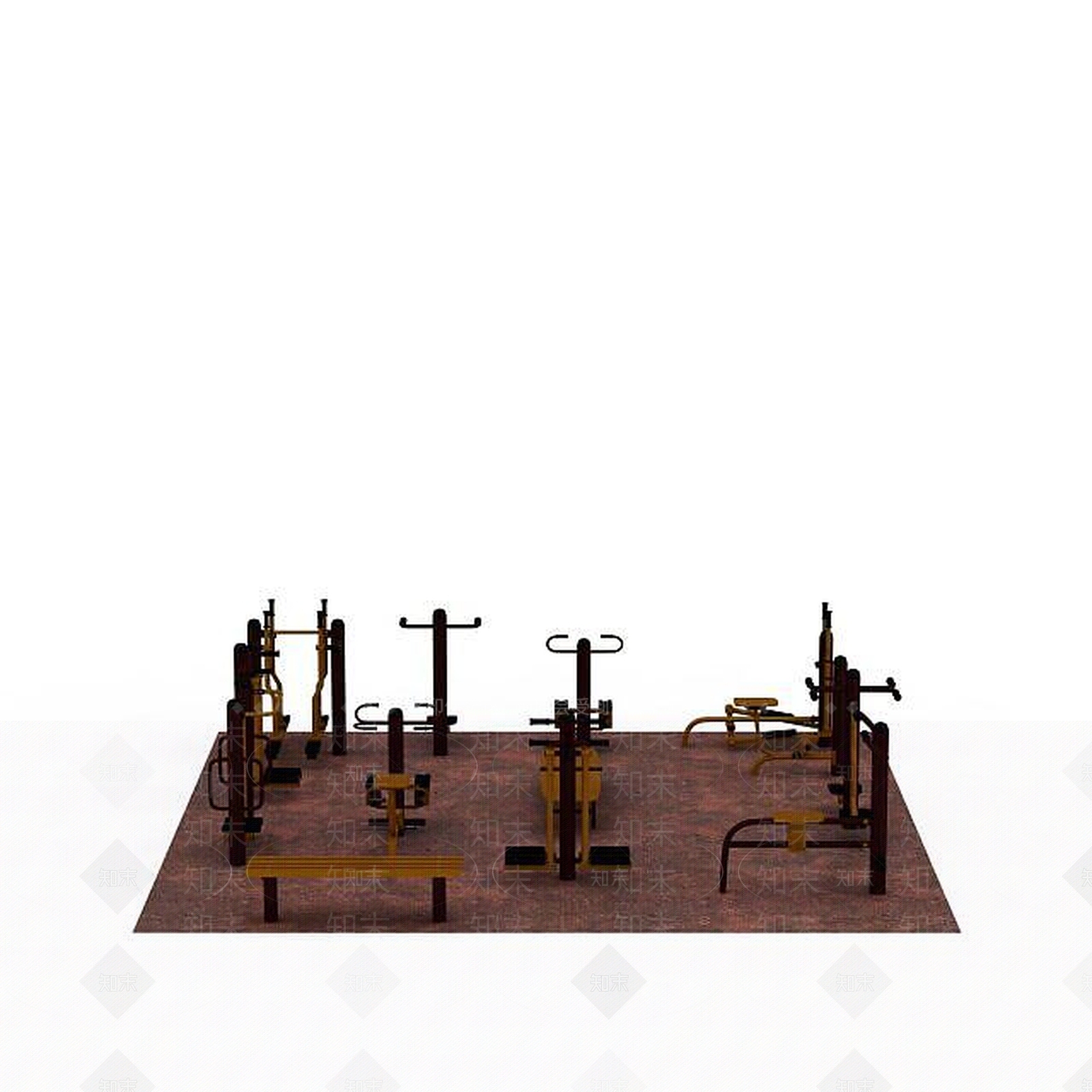 现代小区健身器材套装3D模型下载【ID:1199589962】
