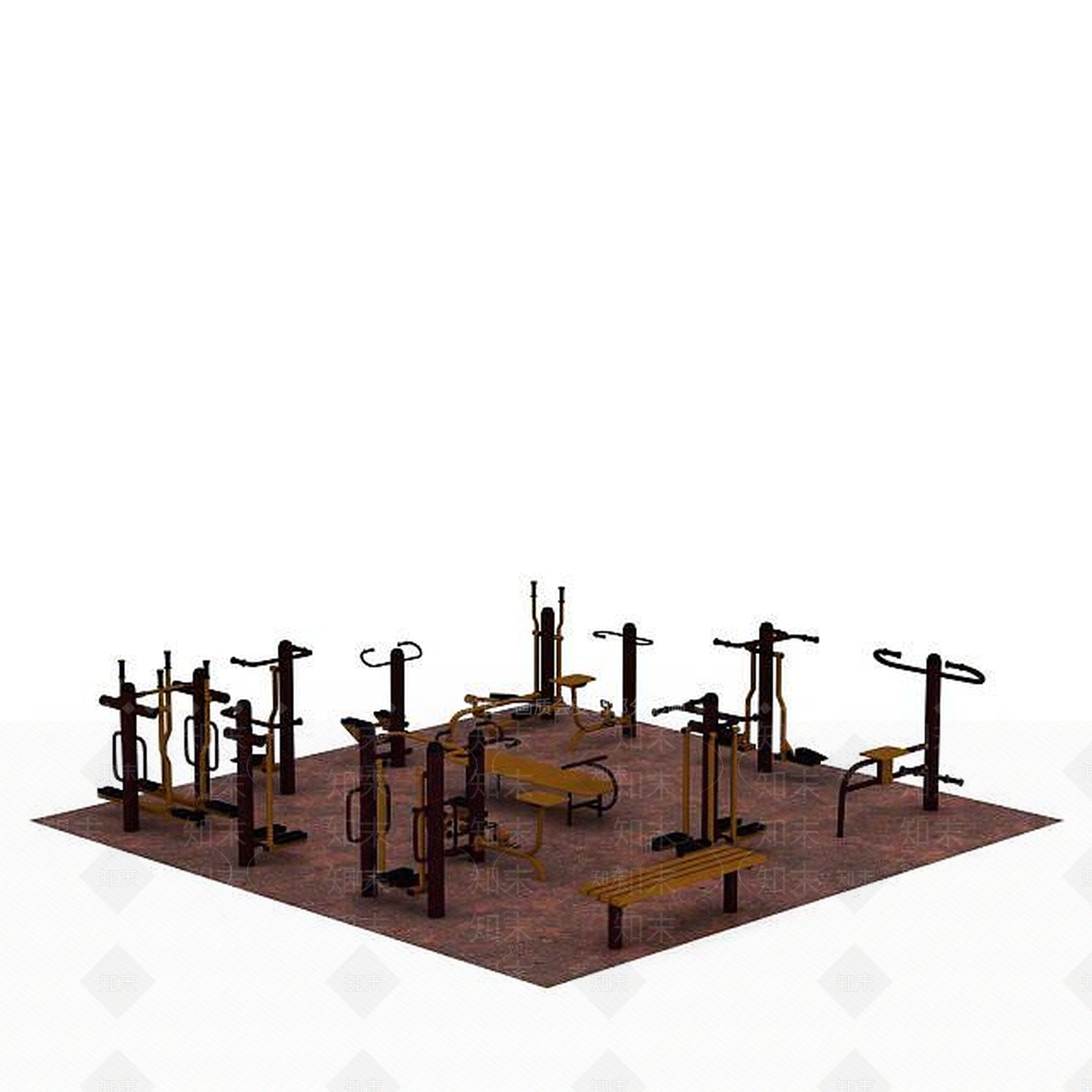 现代小区健身器材套装3D模型下载【ID:1199589962】