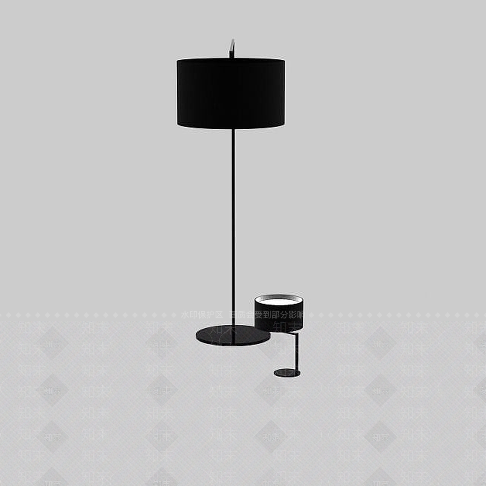 现代黑色金属台灯组合3D模型下载【ID:1199590063】