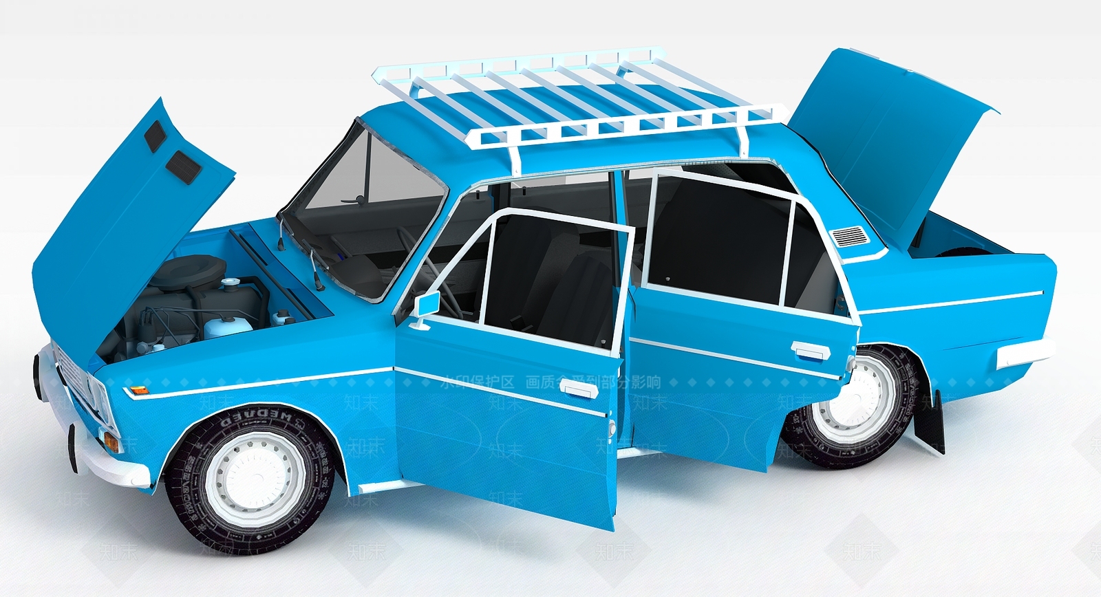 现代蓝色运货大卡车3D模型下载【ID:1199590530】