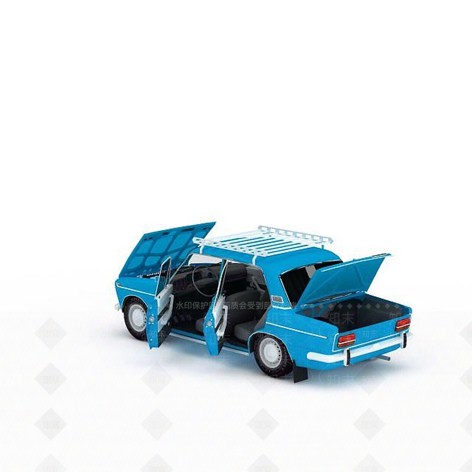 现代蓝色运货大卡车3D模型下载【ID:1199590530】