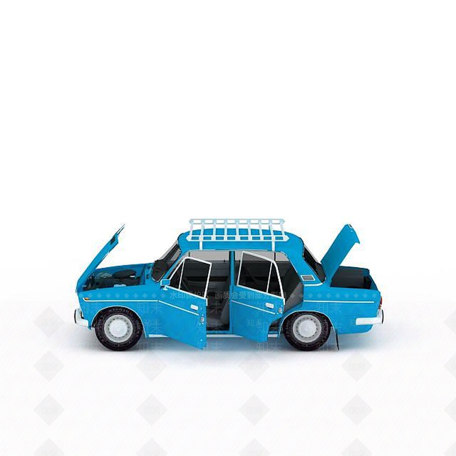 现代蓝色运货大卡车3D模型下载【ID:1199590530】