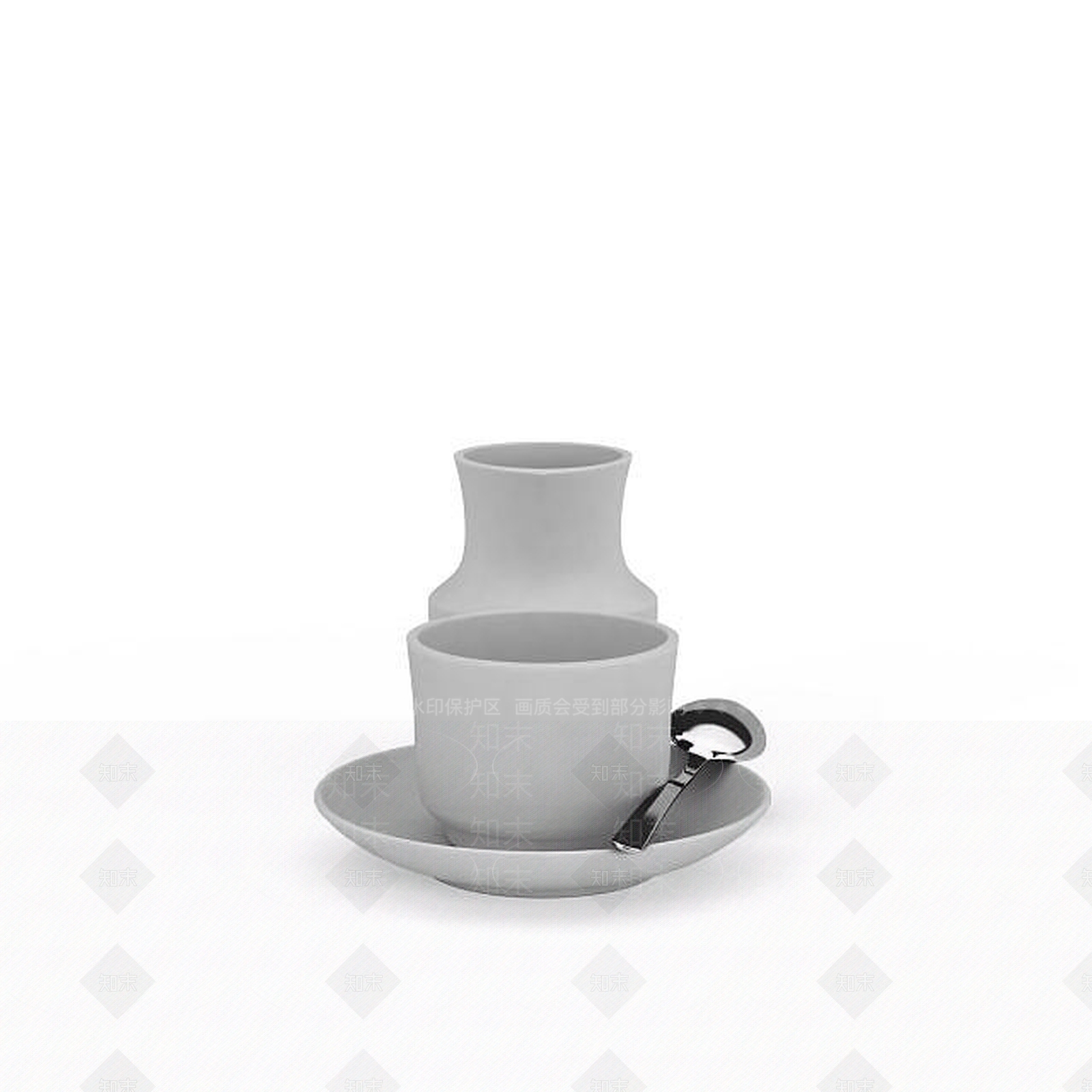 现代咖啡杯套装3D模型下载【ID:1199590706】